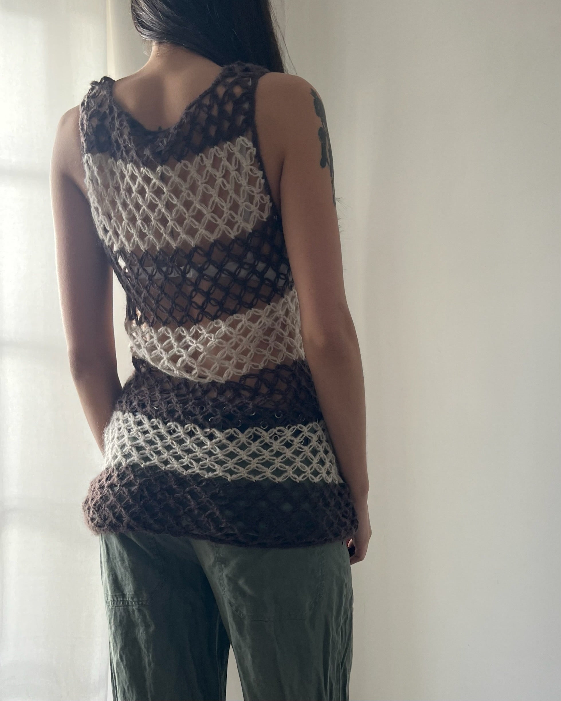 2000s mohair striped vest top