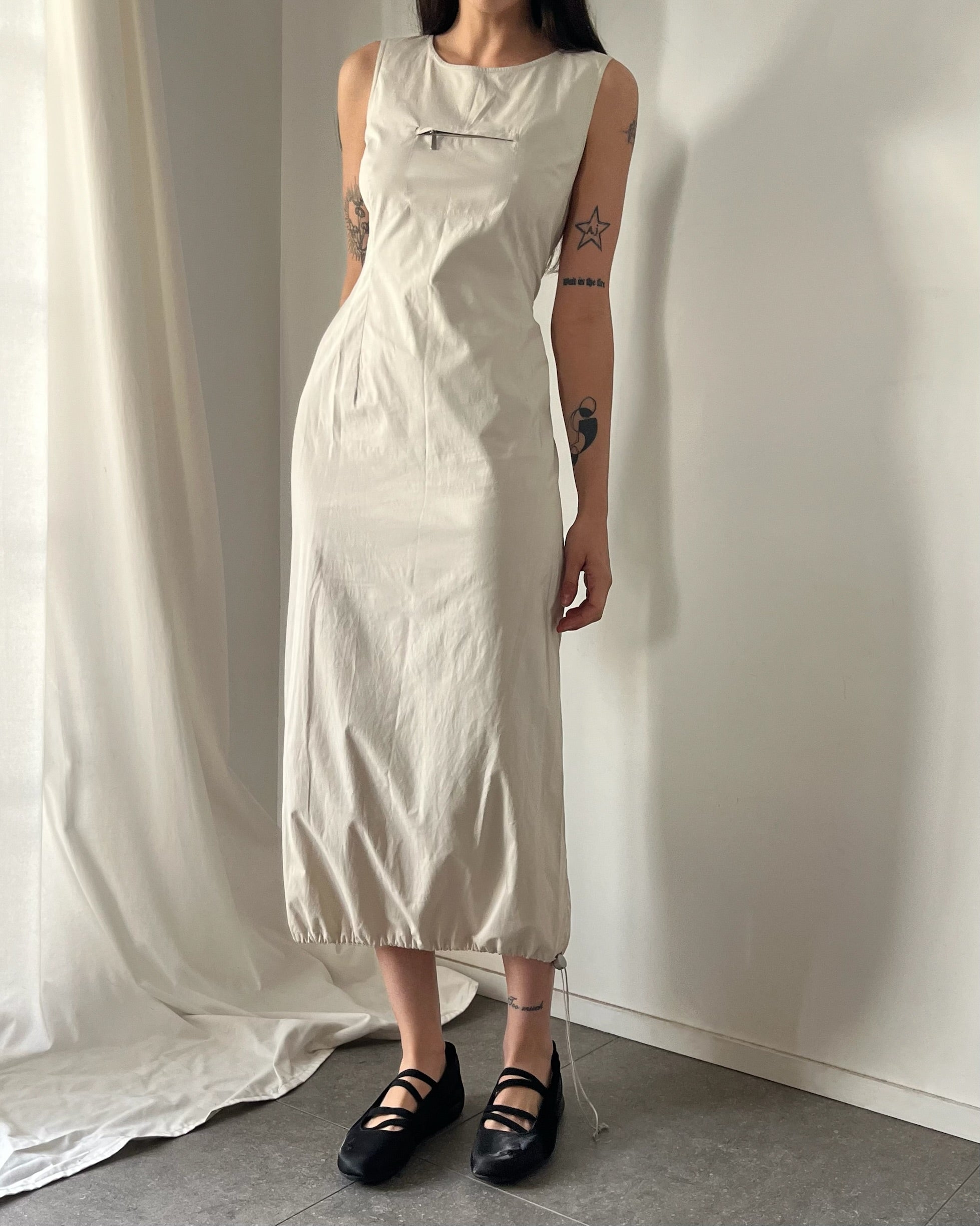 90s tech nylon maxi dress