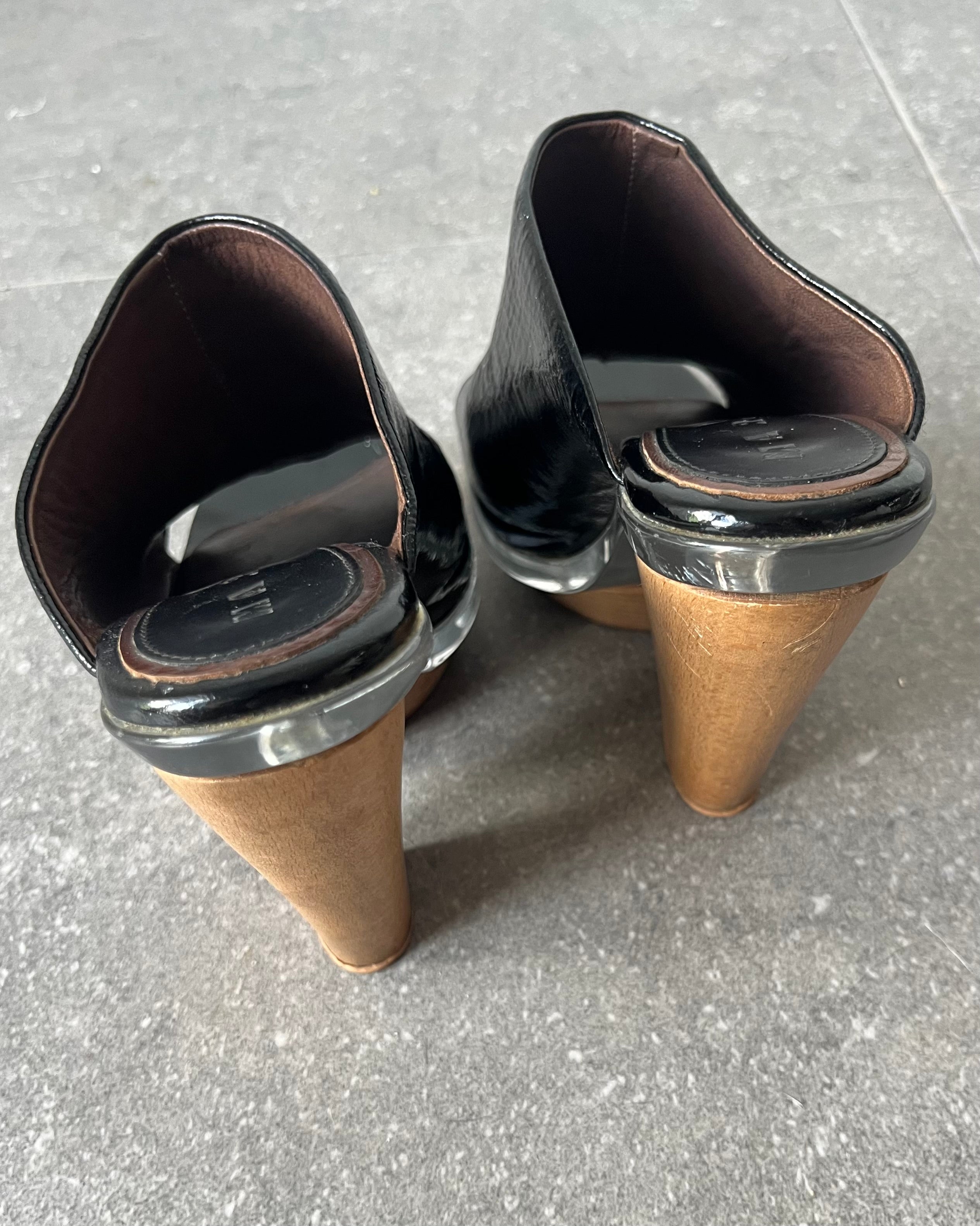 2000s black leather Marni clog heels