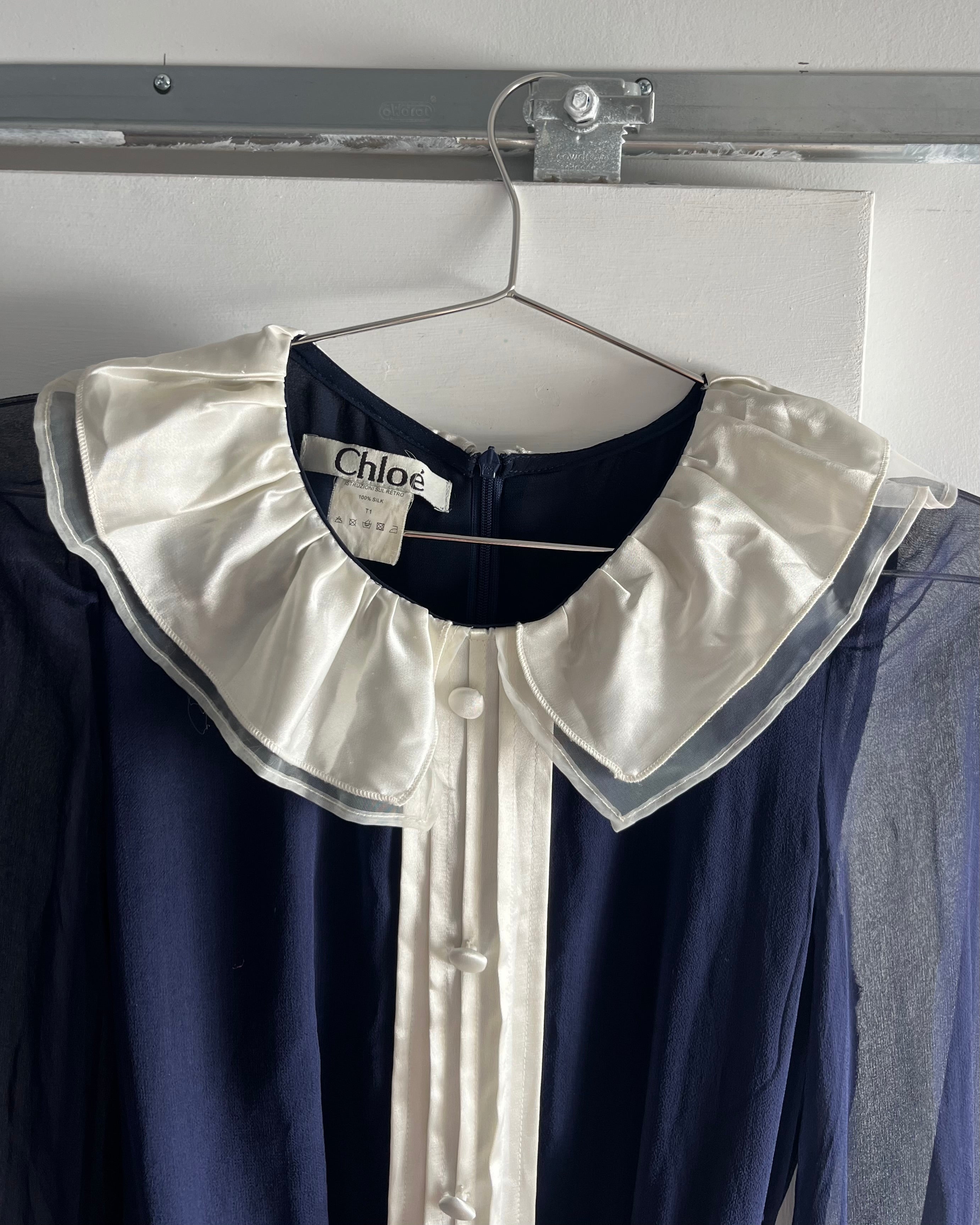 2000s Chloe collared silk mini dress