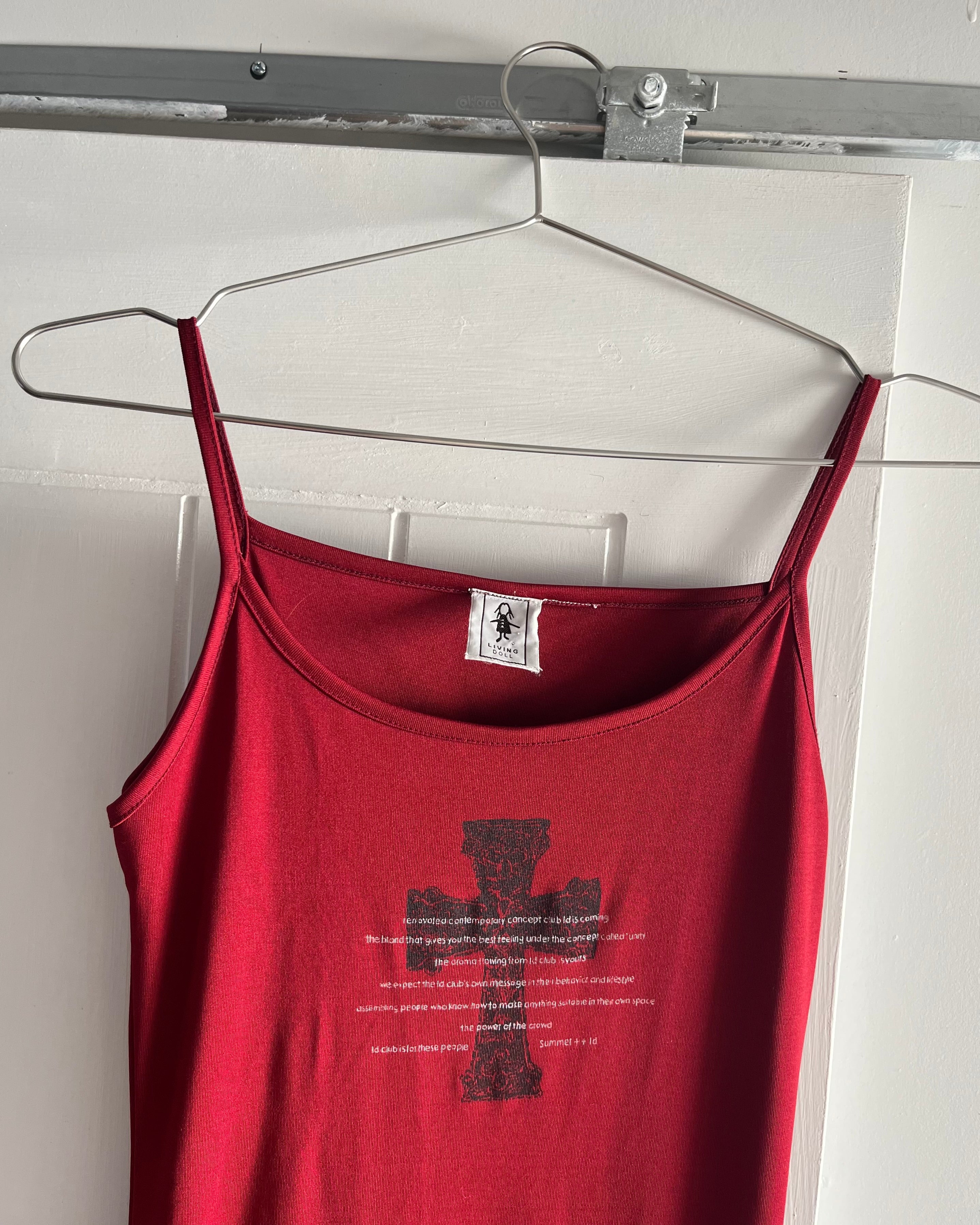 90s Red Cross print maxi dress