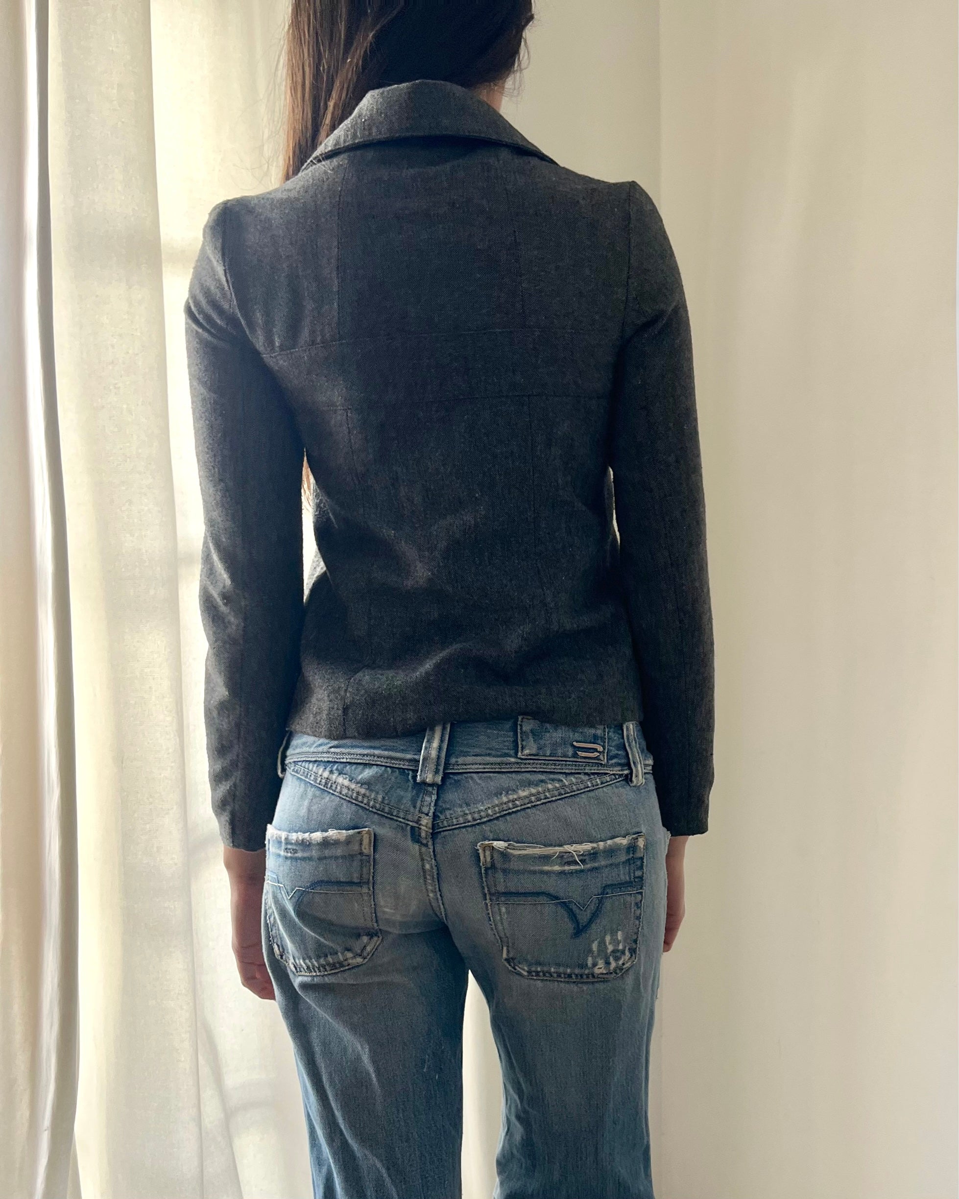 2000s grey tweed jacket