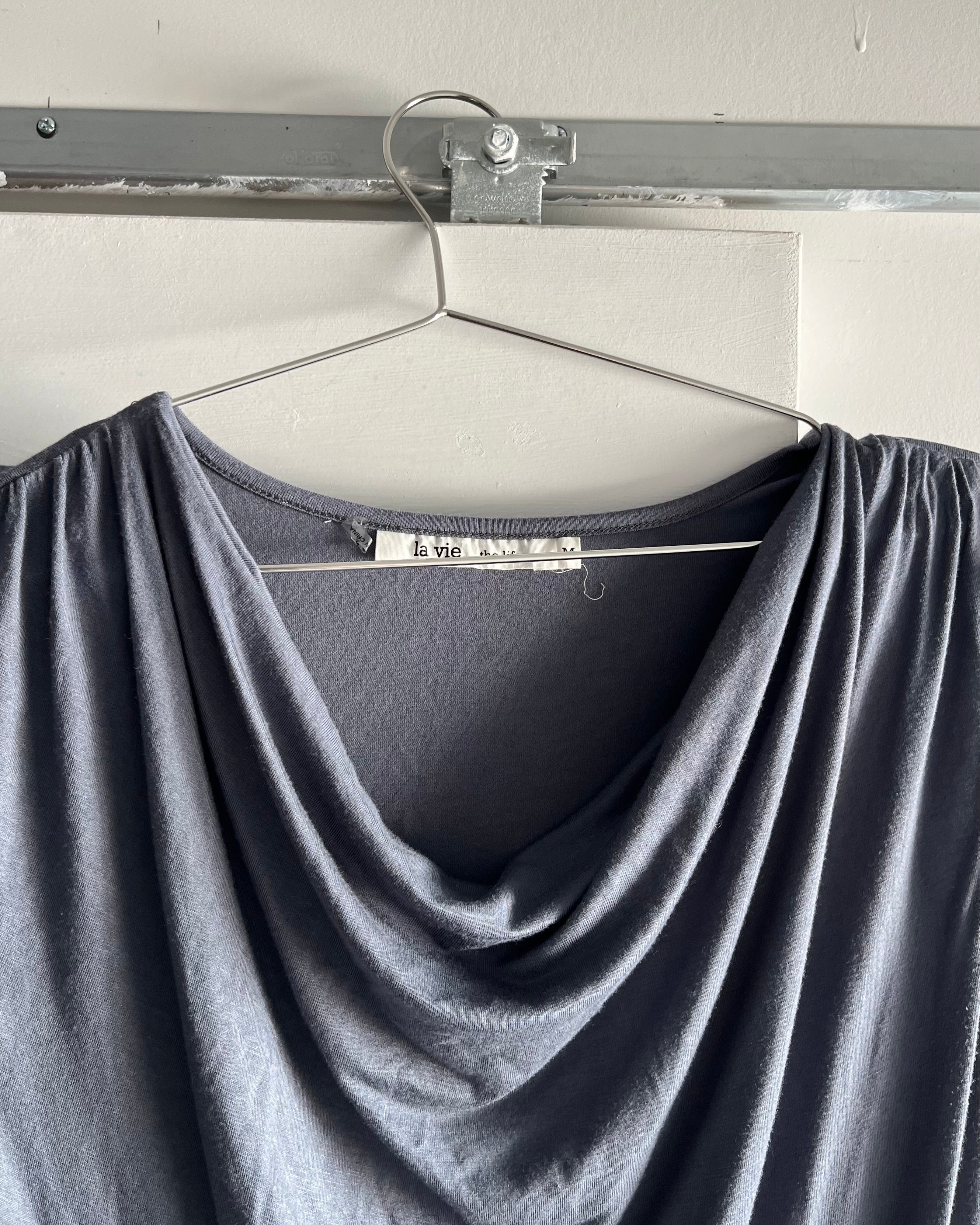 2000s blue grey off shoulder  top