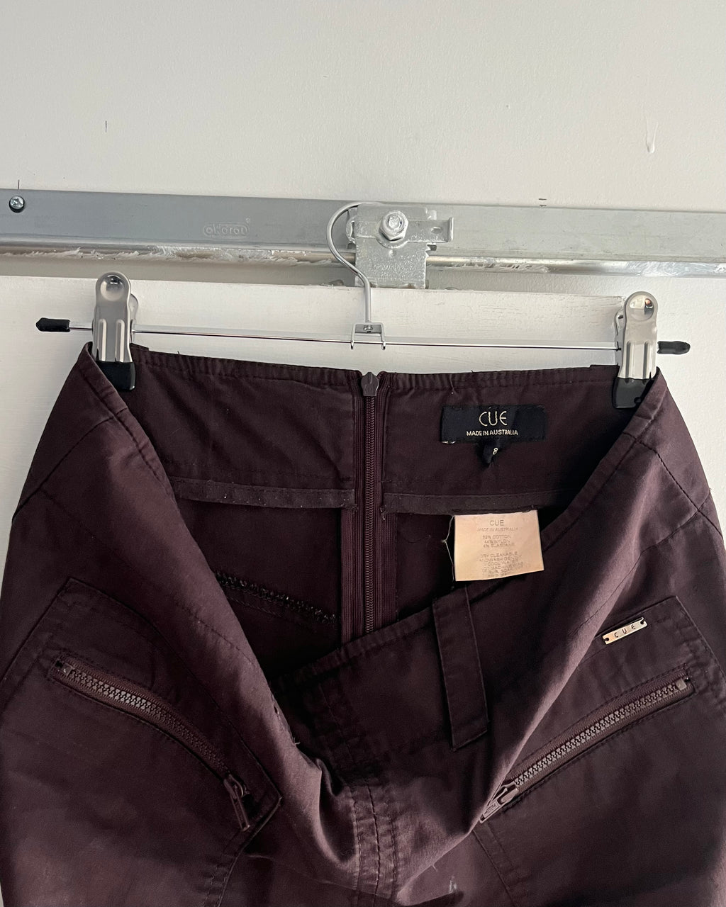 2000s brown cargo midi skirt
