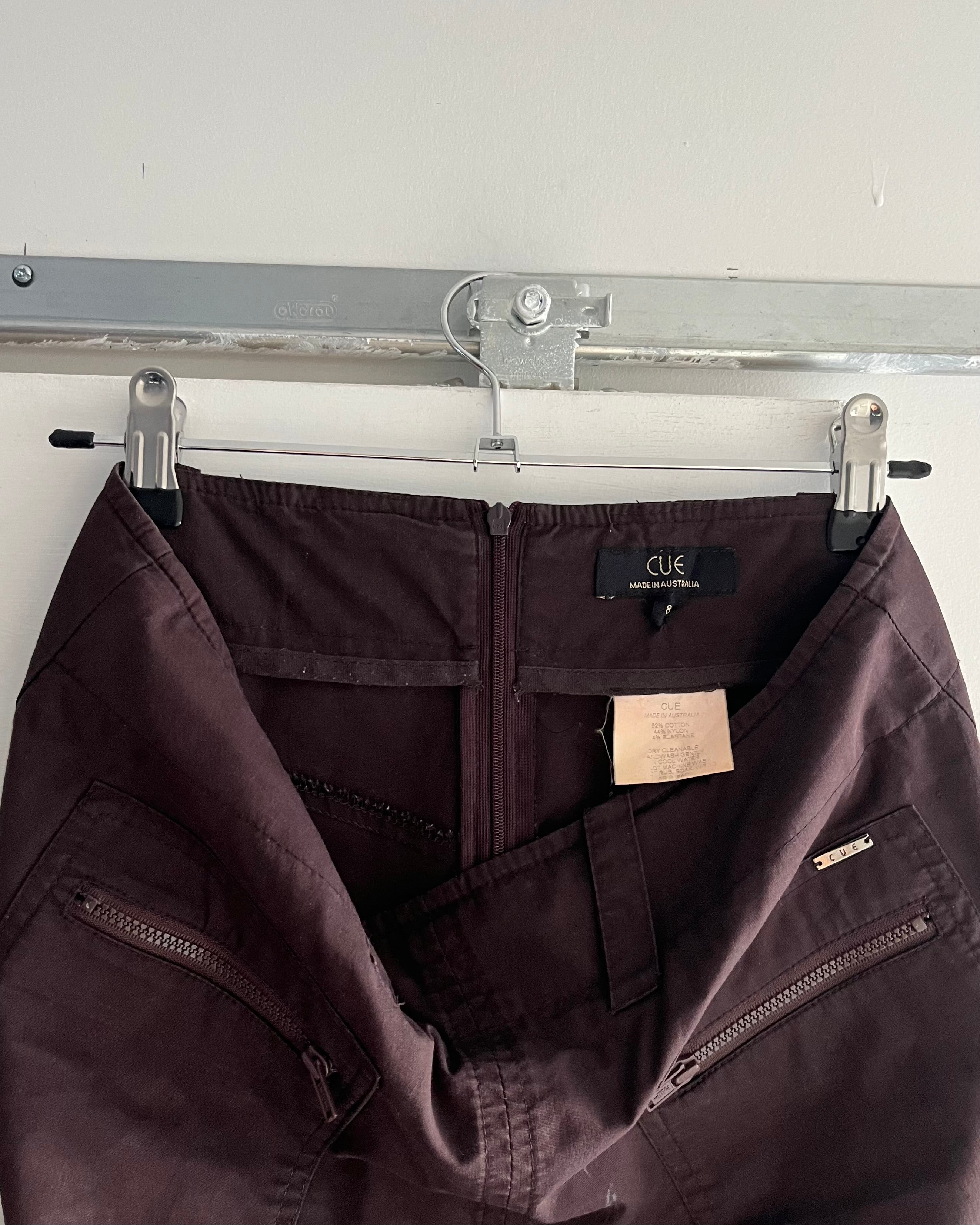 2000s brown cargo midi skirt