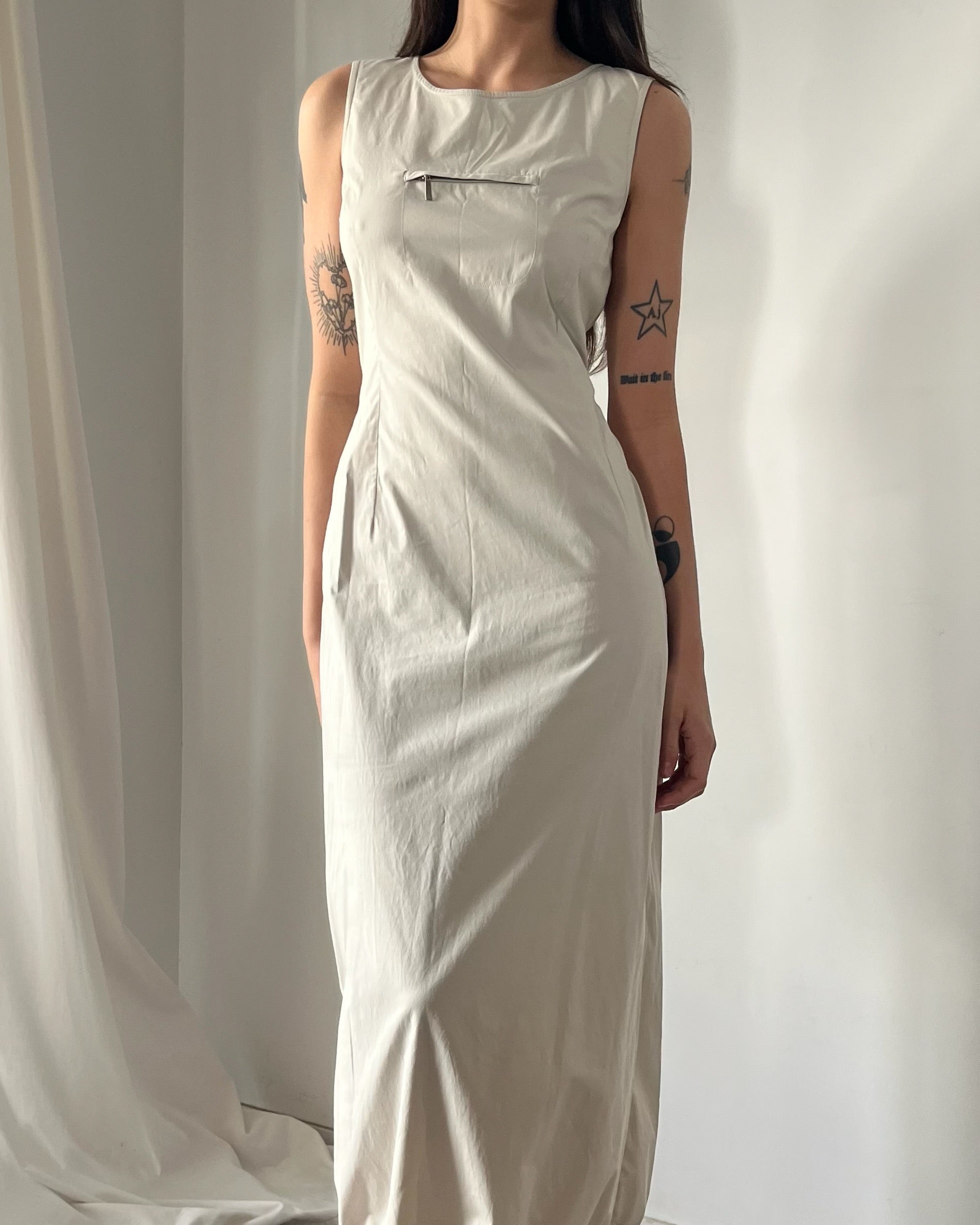 90s tech nylon maxi dress