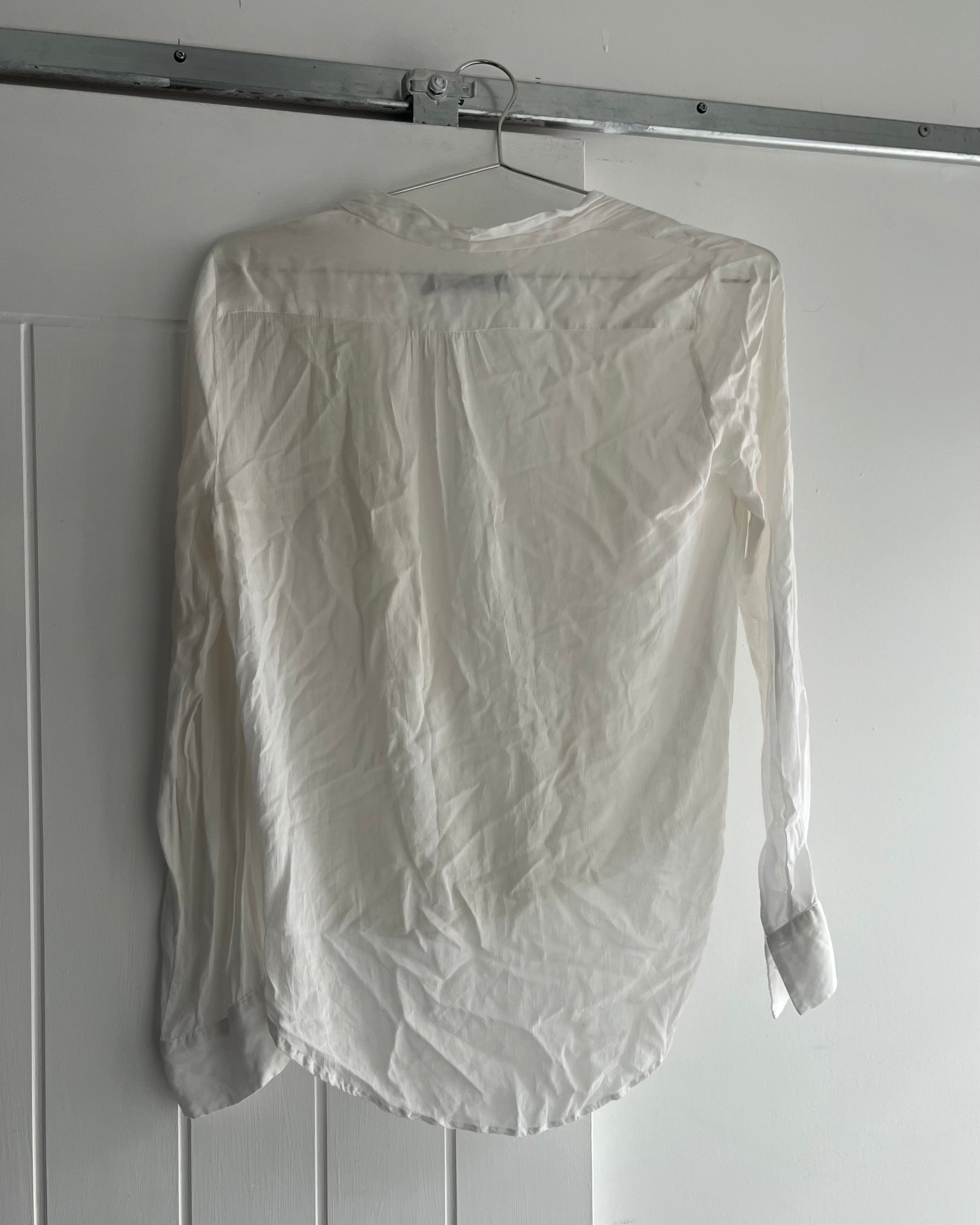 2000s white plunge blouse top