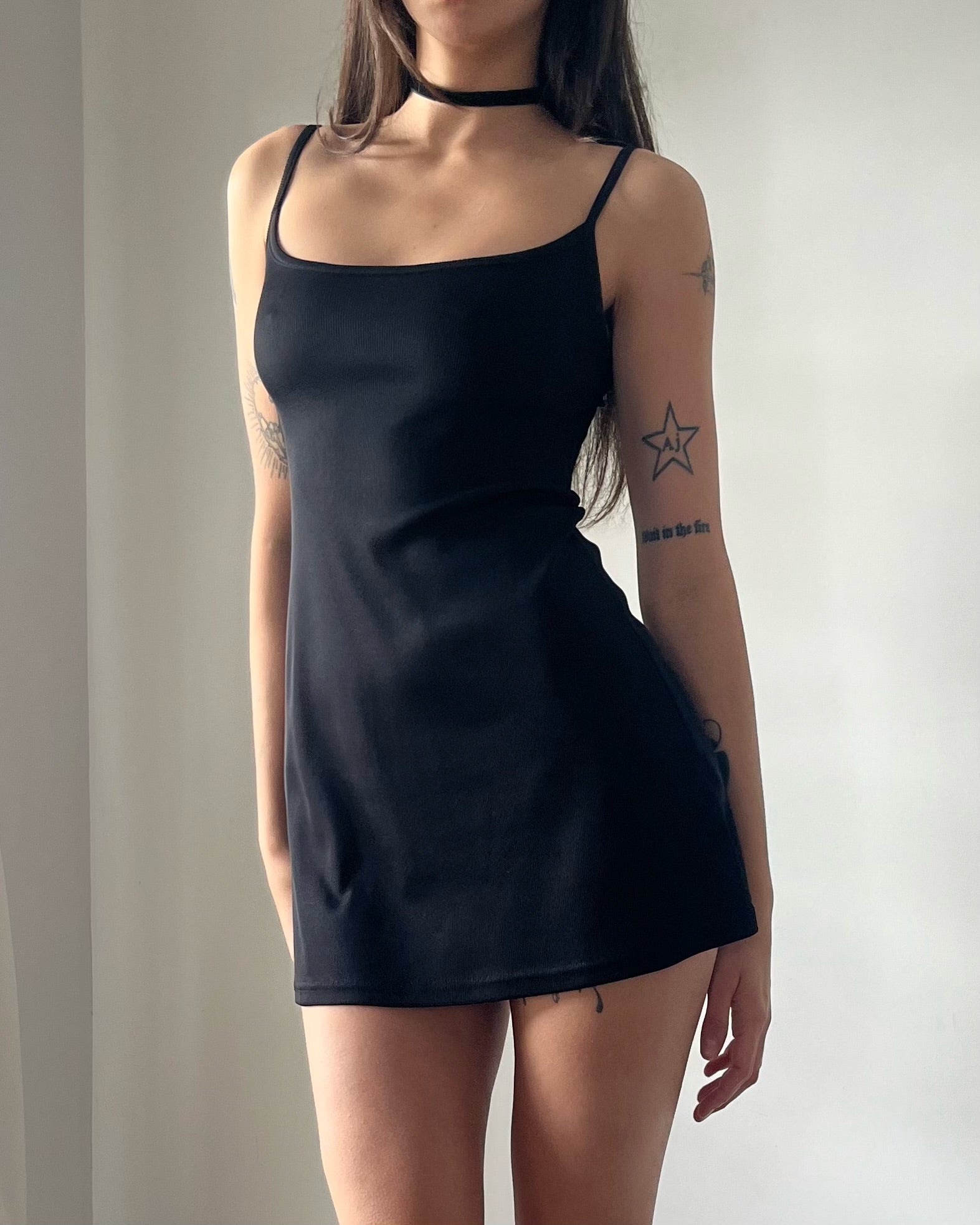 90s black tank mini dress