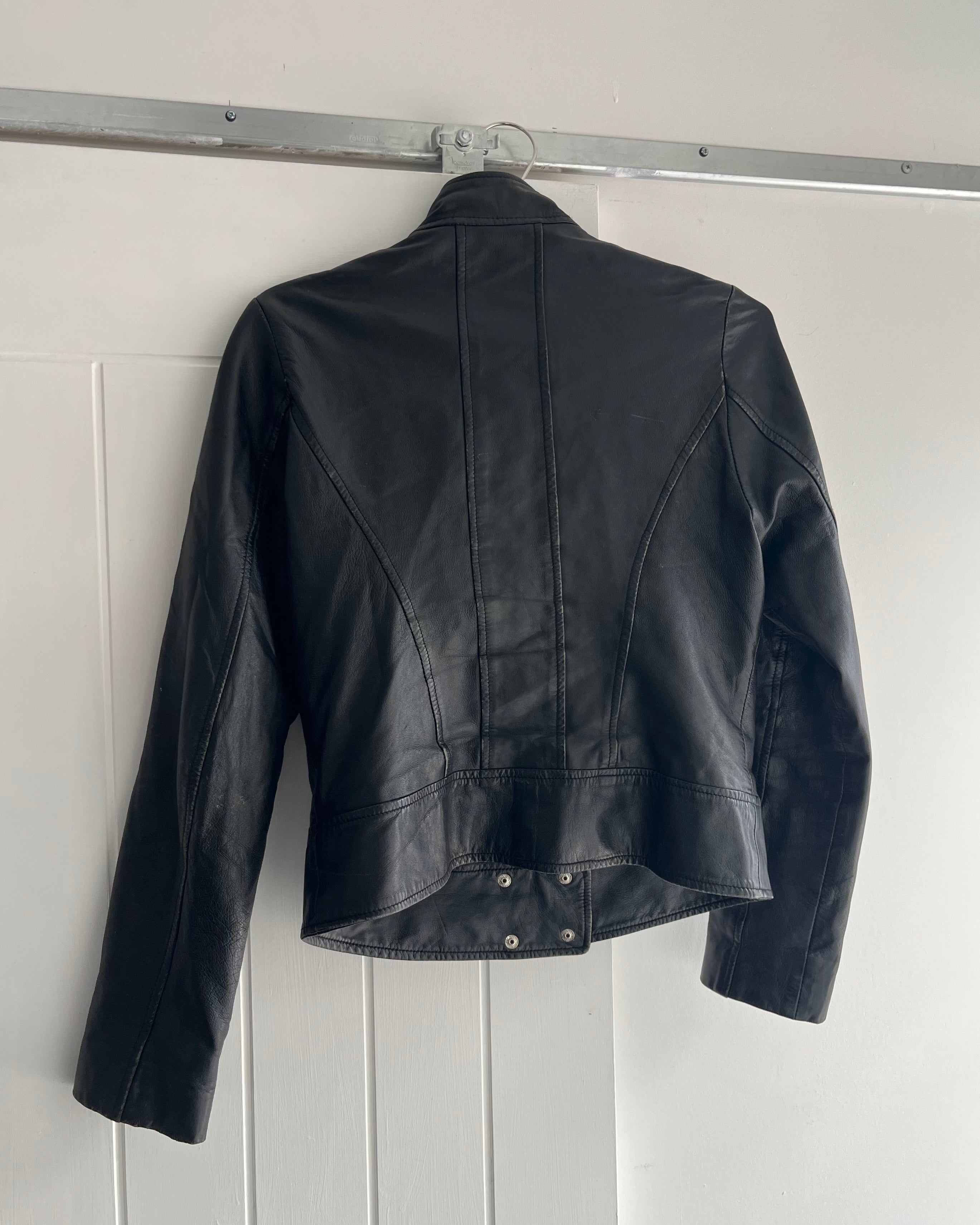 2000s black leather moto jacket