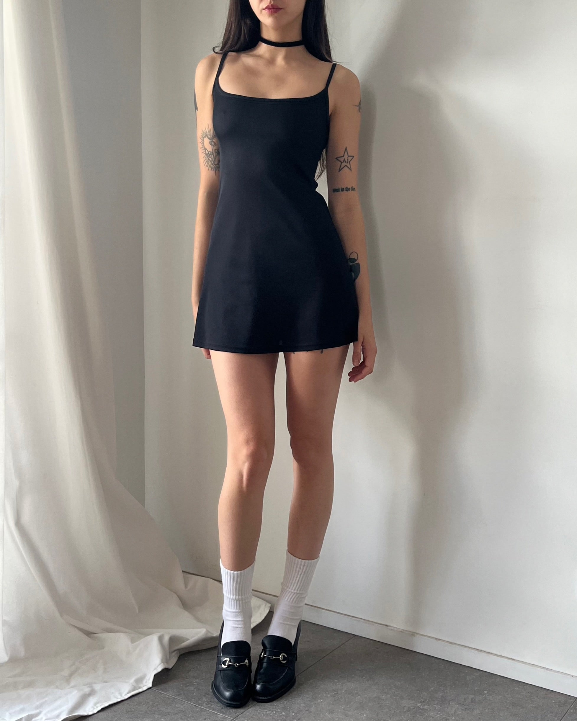 90s black tank mini dress