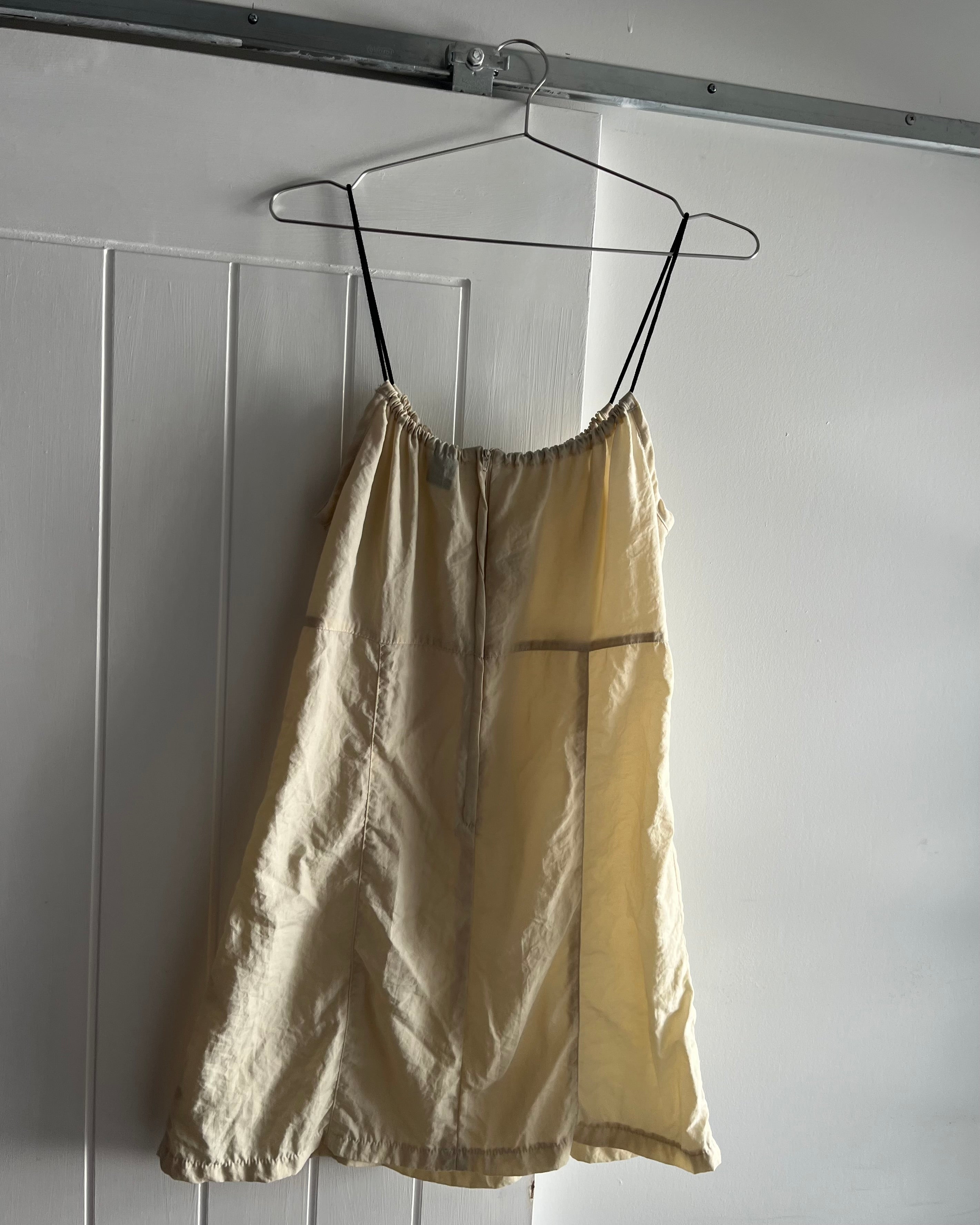 2000s cream nylon toggle mini dress