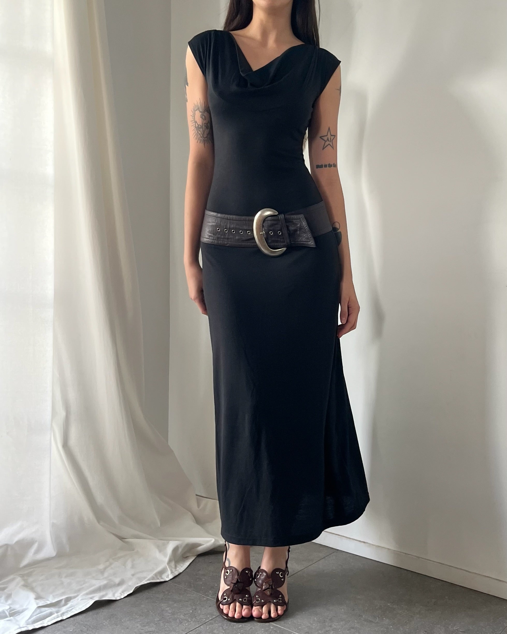 2000s black cotton maxi dress