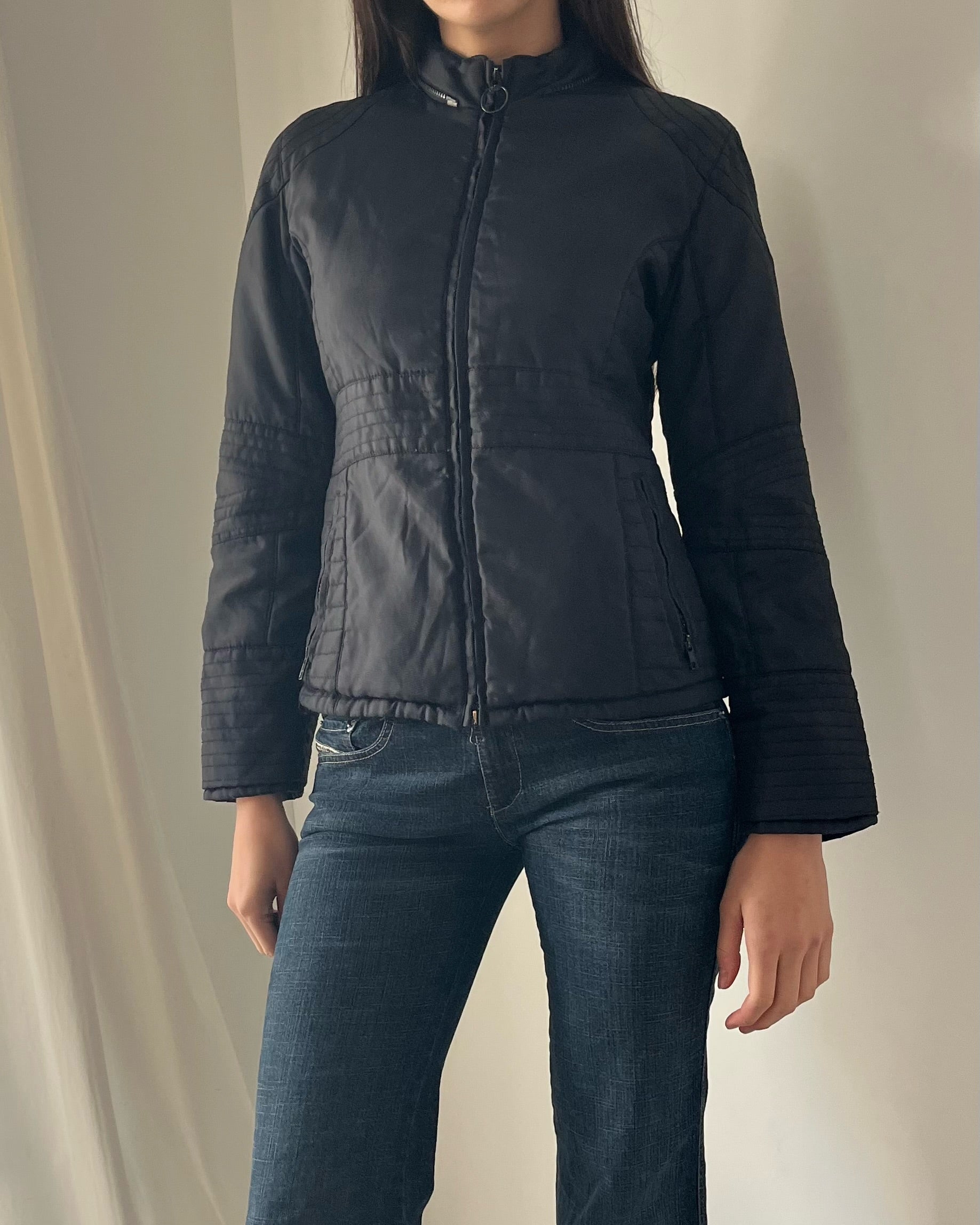 2000s black utility puffer jacket