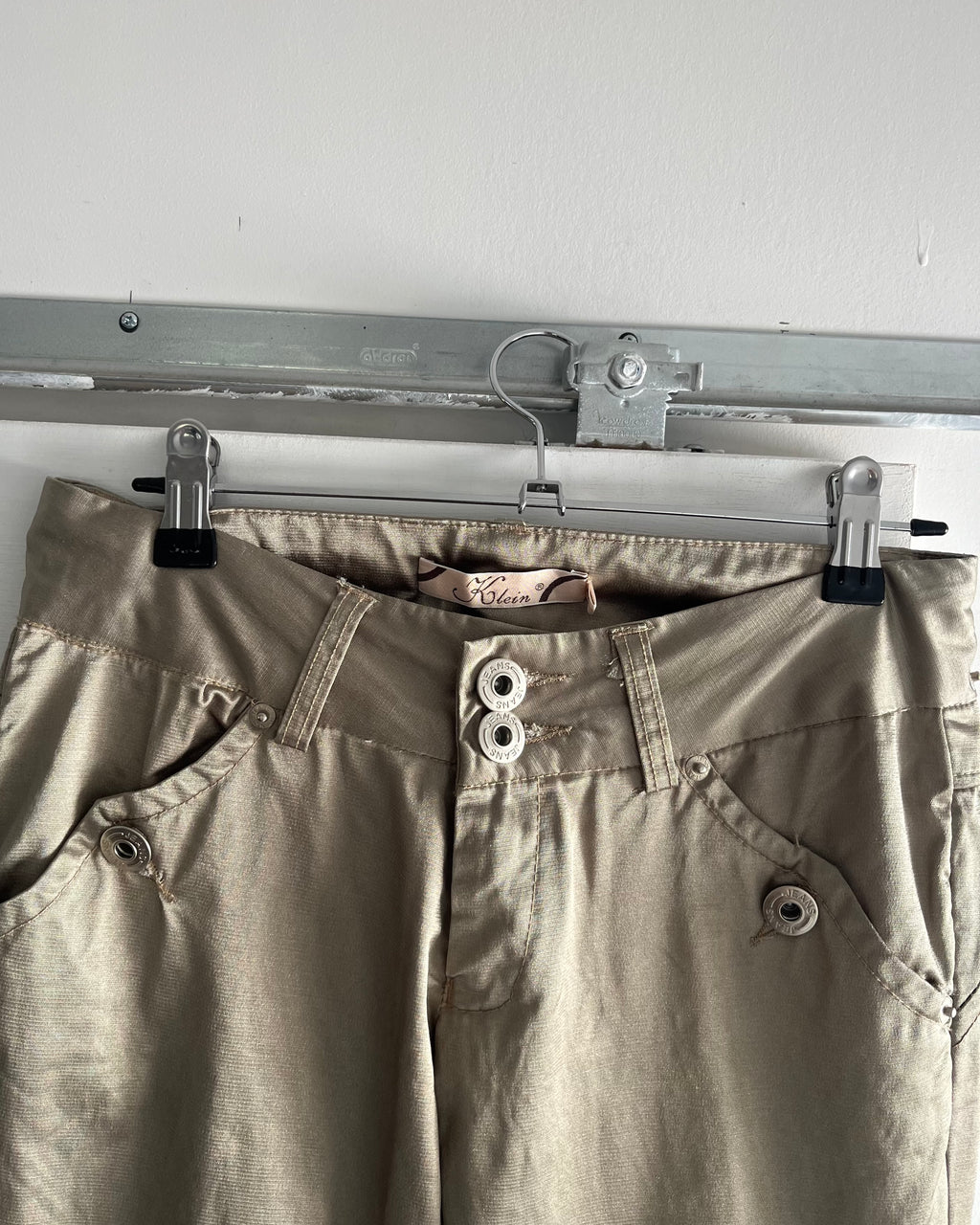 2000s sage green flared trousers