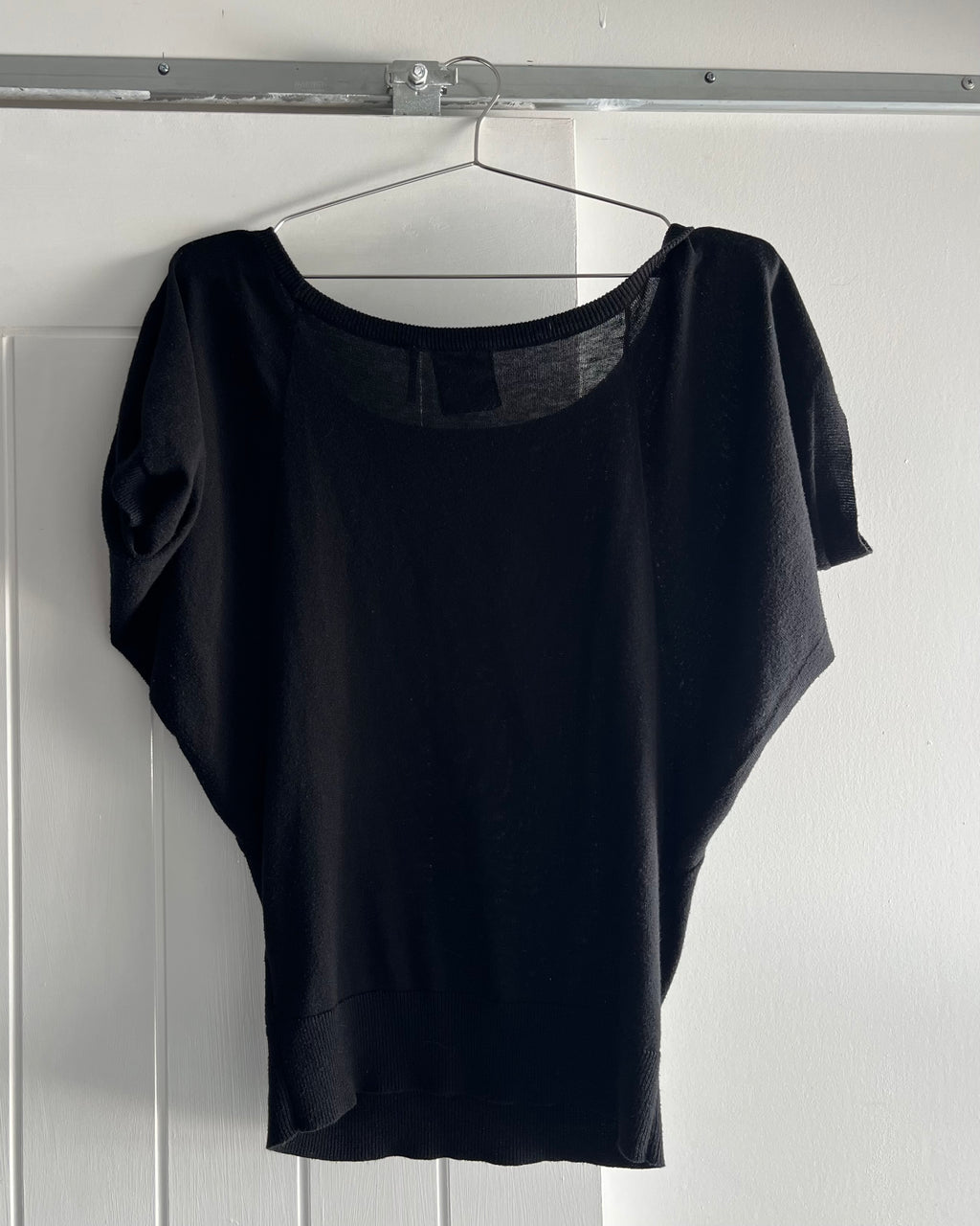 2000s black off shoulder knit top