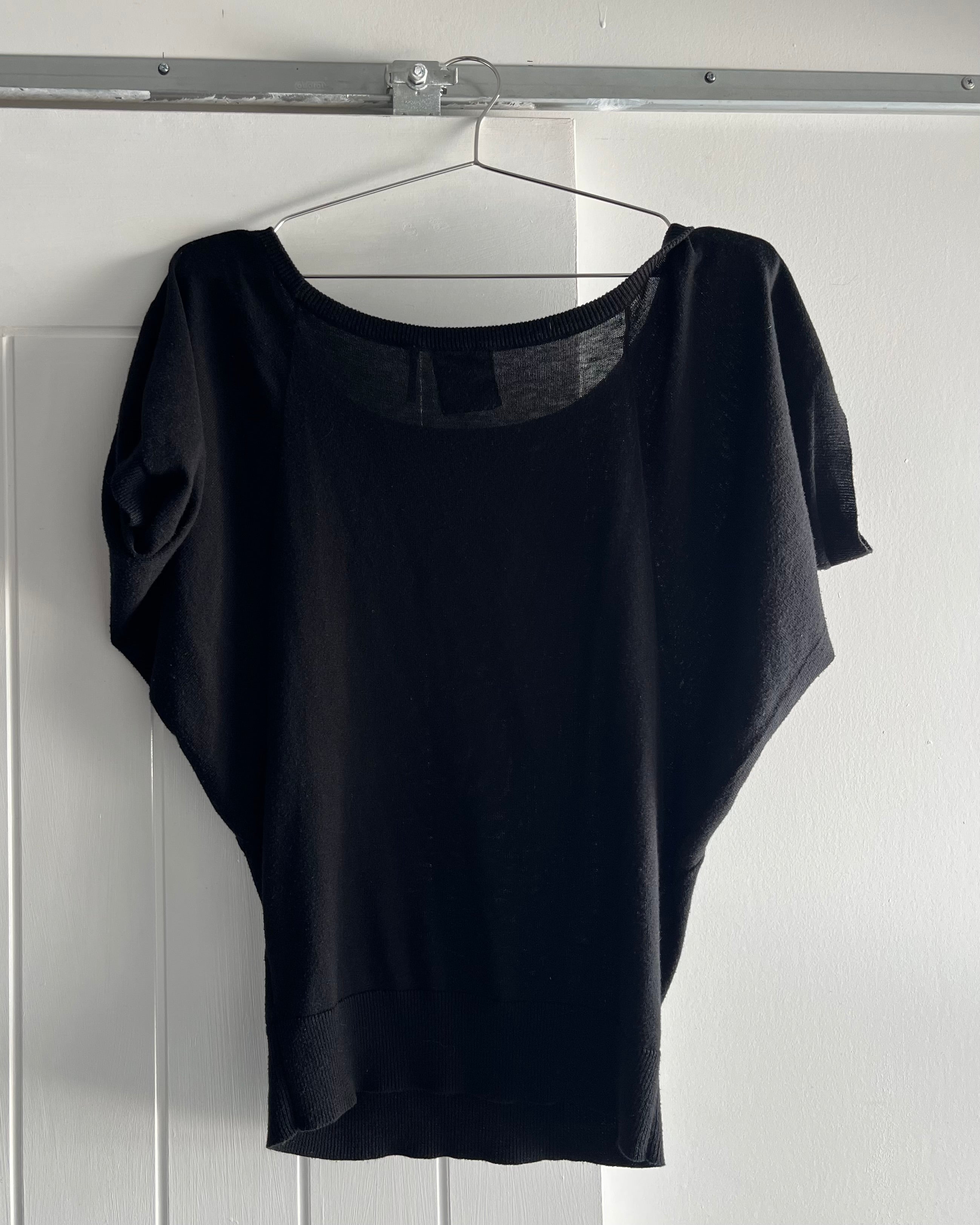 2000s black off shoulder knit top