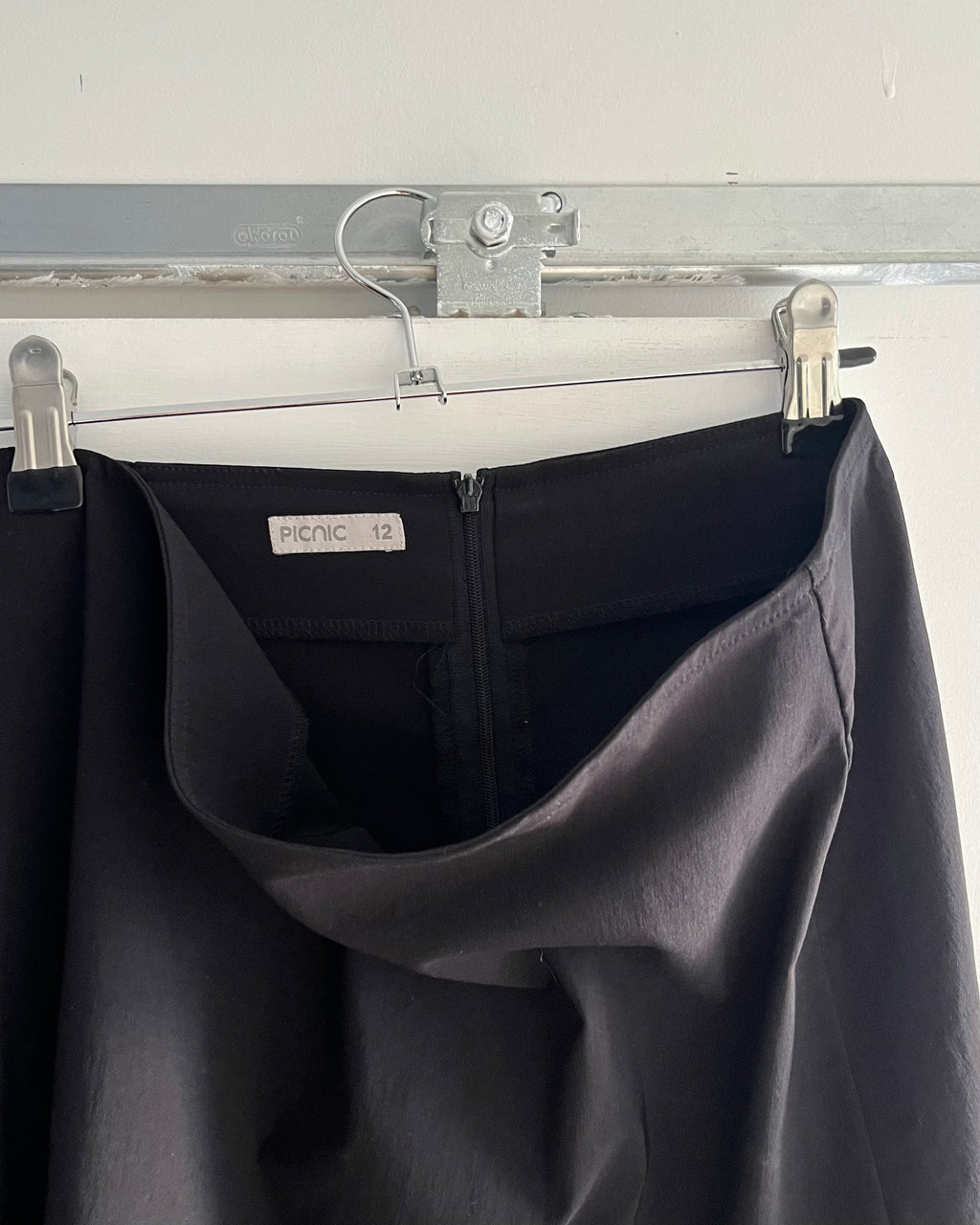 2000s black nylon midi skirt