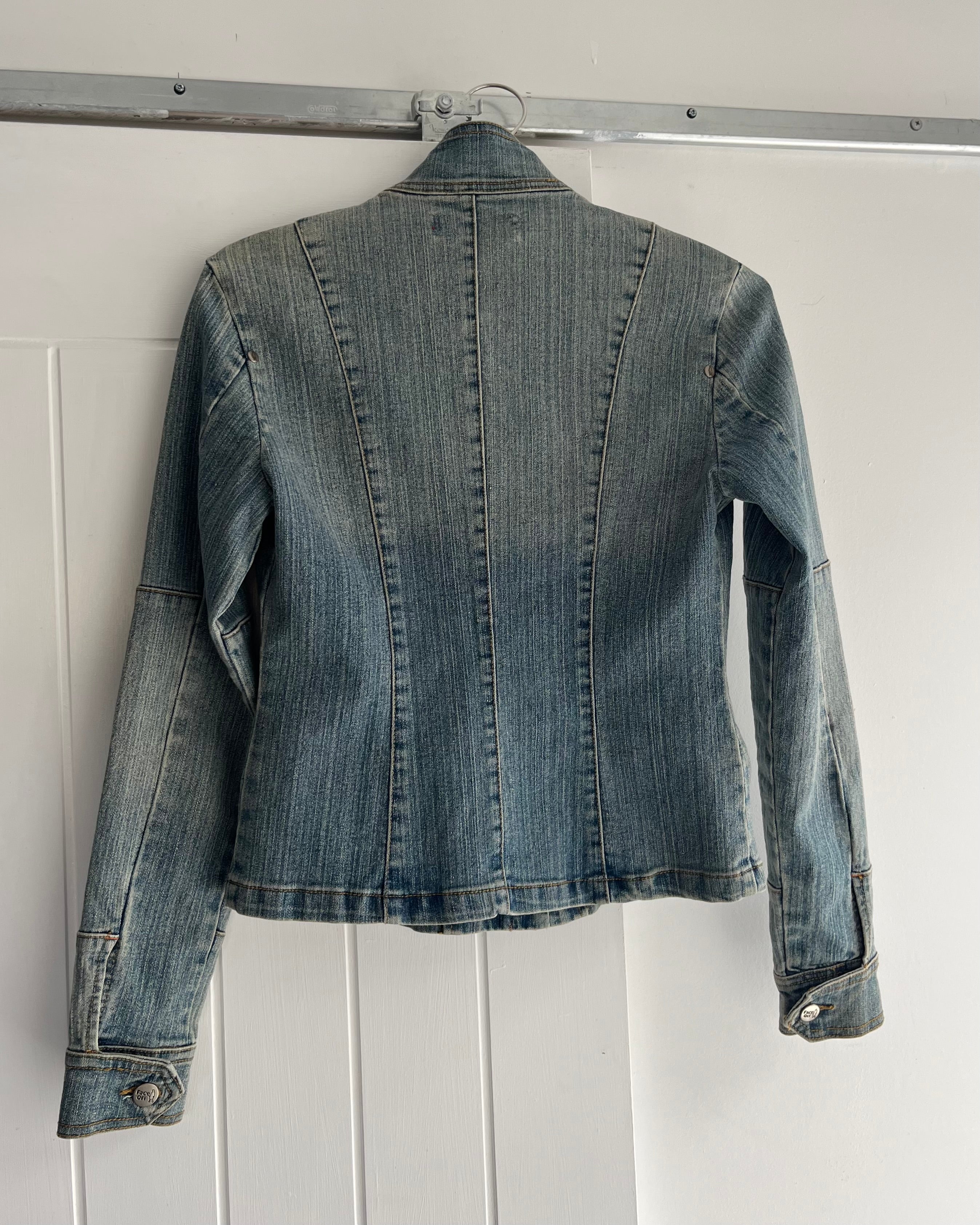 2000s moto light wash denim jacket