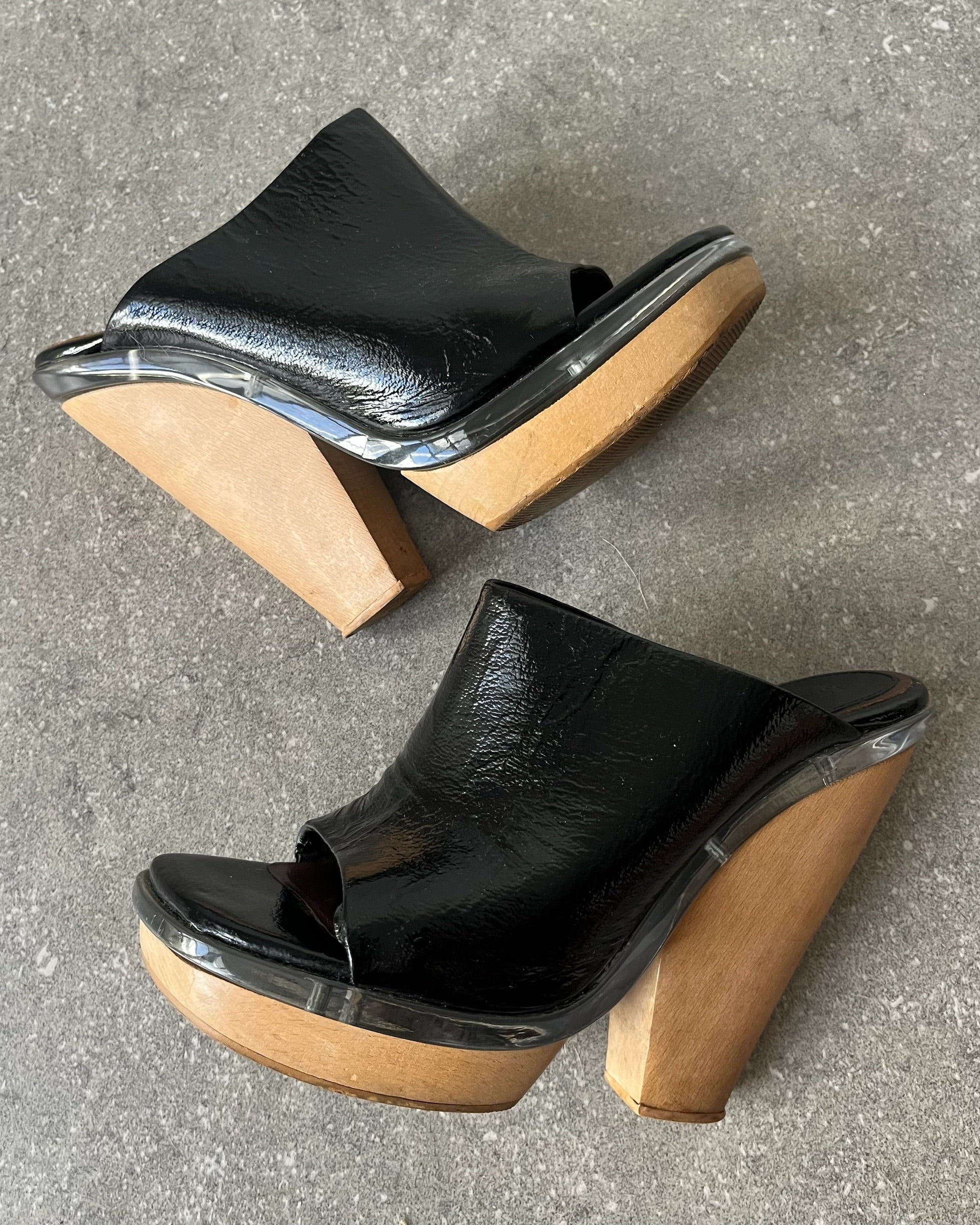 2000s black leather Marni clog heels
