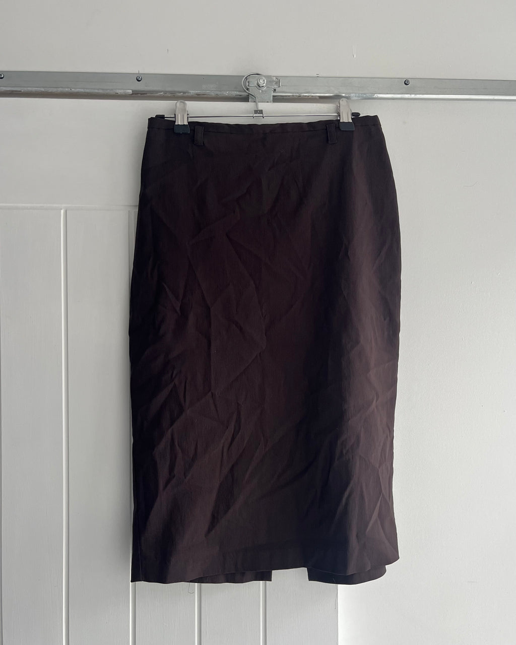 90s brown pencil midi skirt