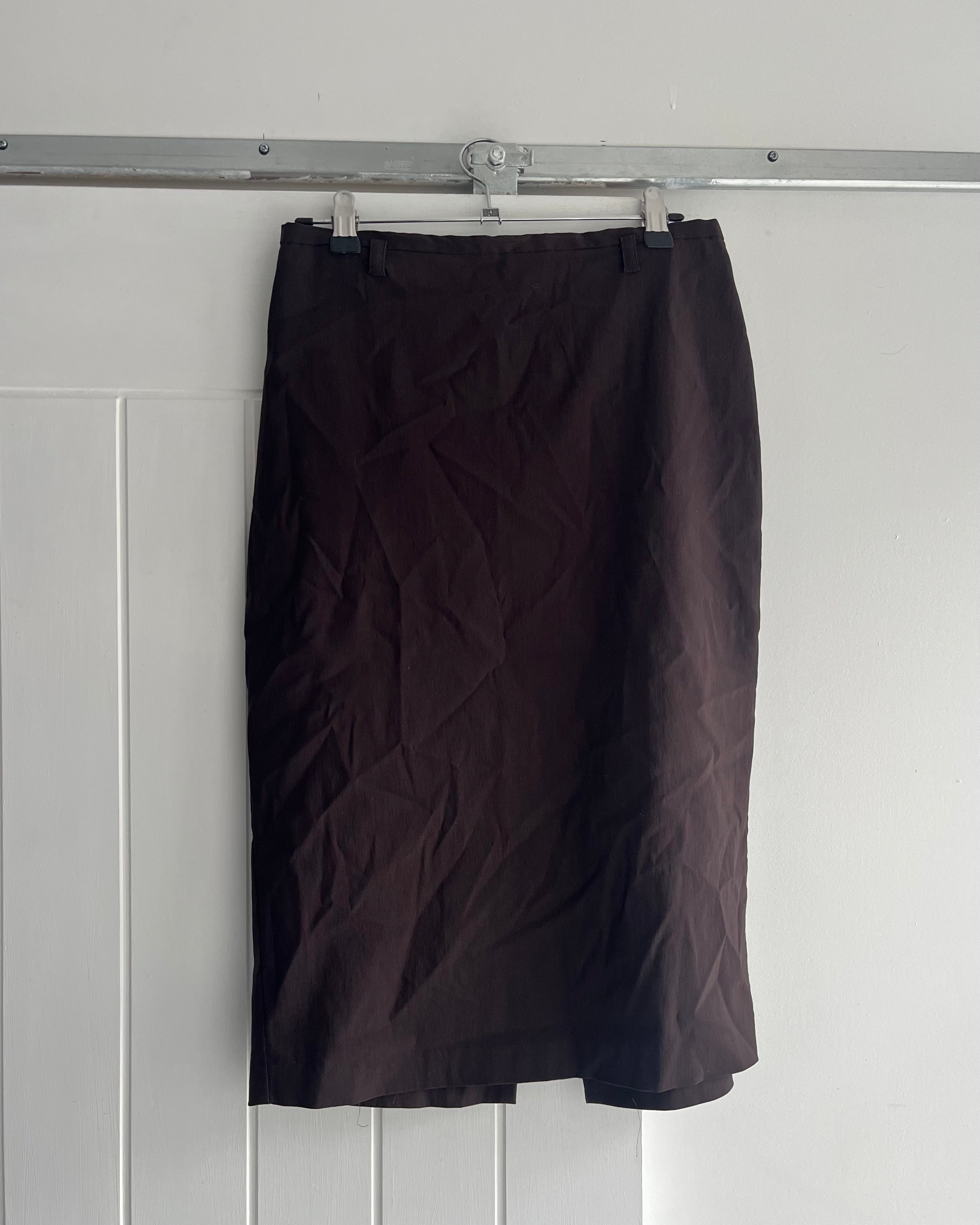 90s brown pencil midi skirt