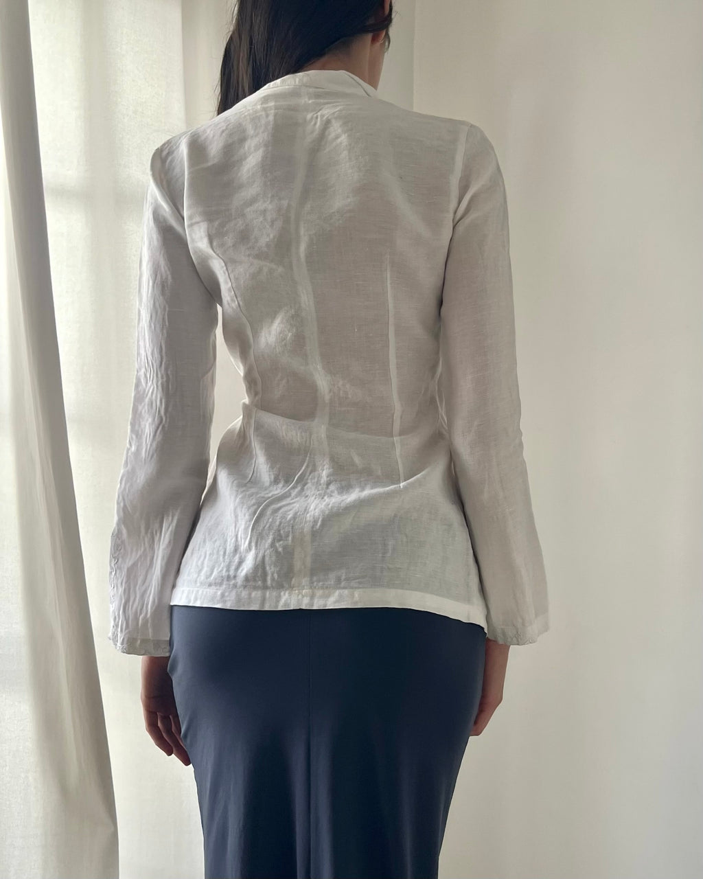 90s white wrap blouse top