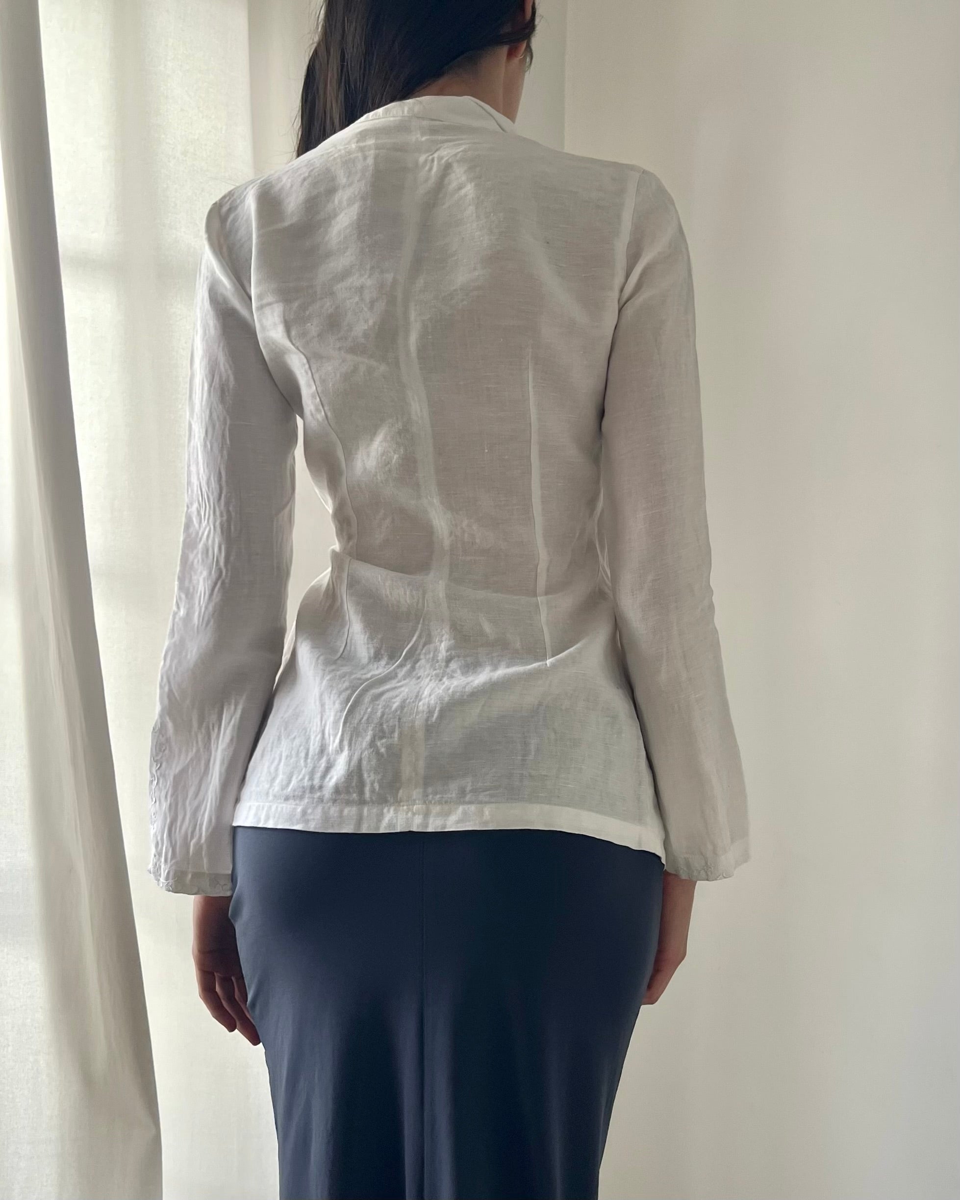 90s white wrap blouse top