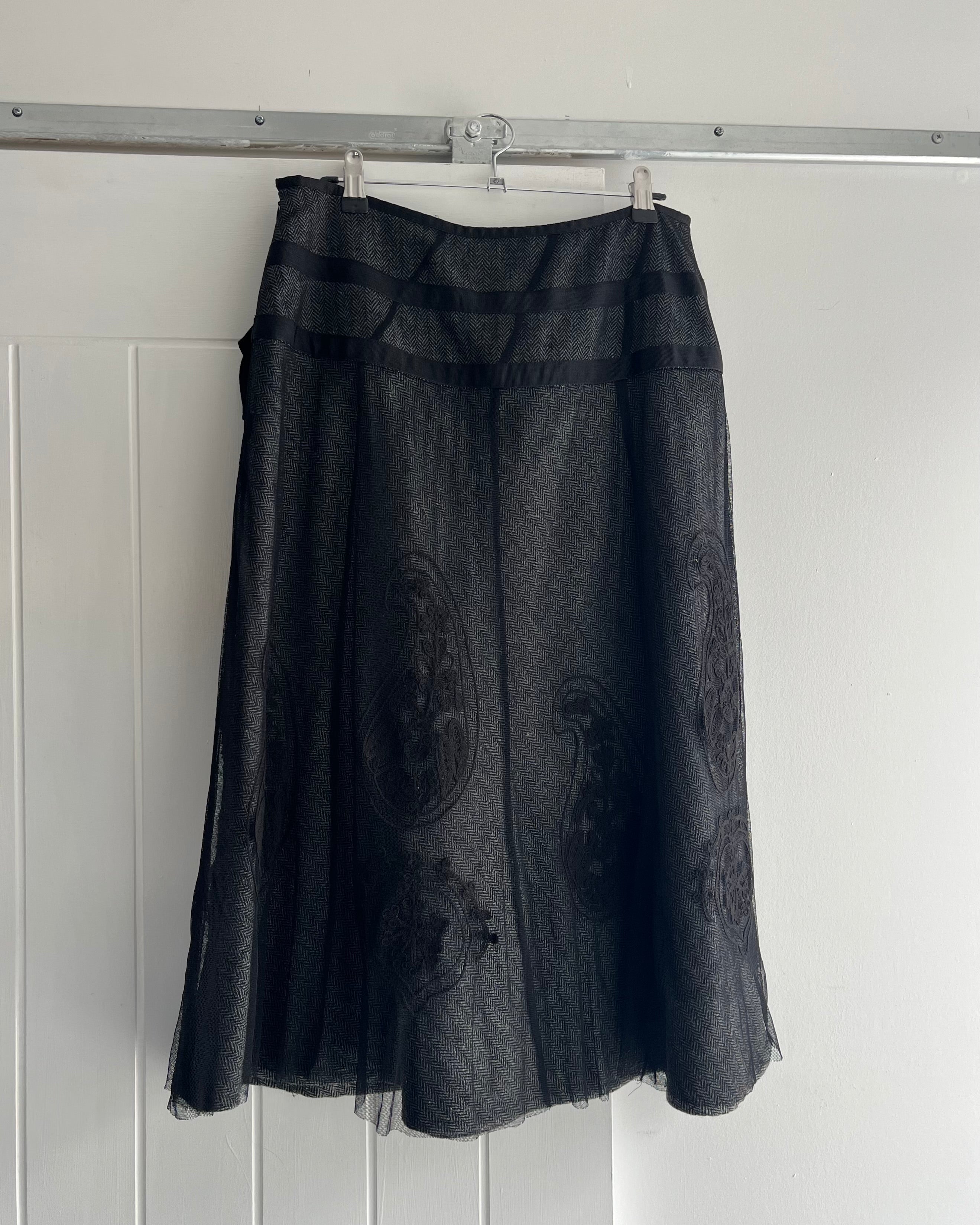 2000s Tweed mesh midi skirt
