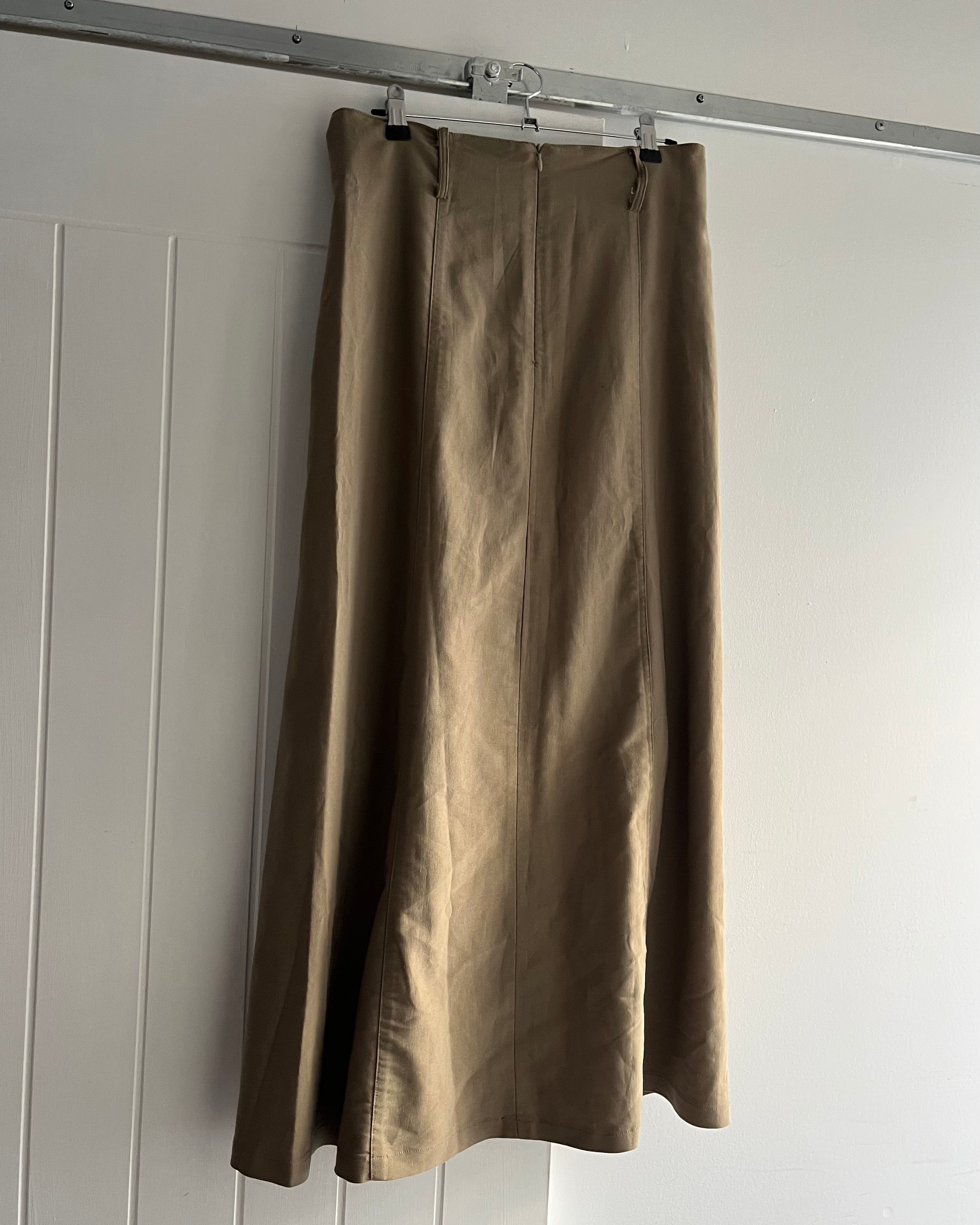 2000s khaki tech maxi skirt
