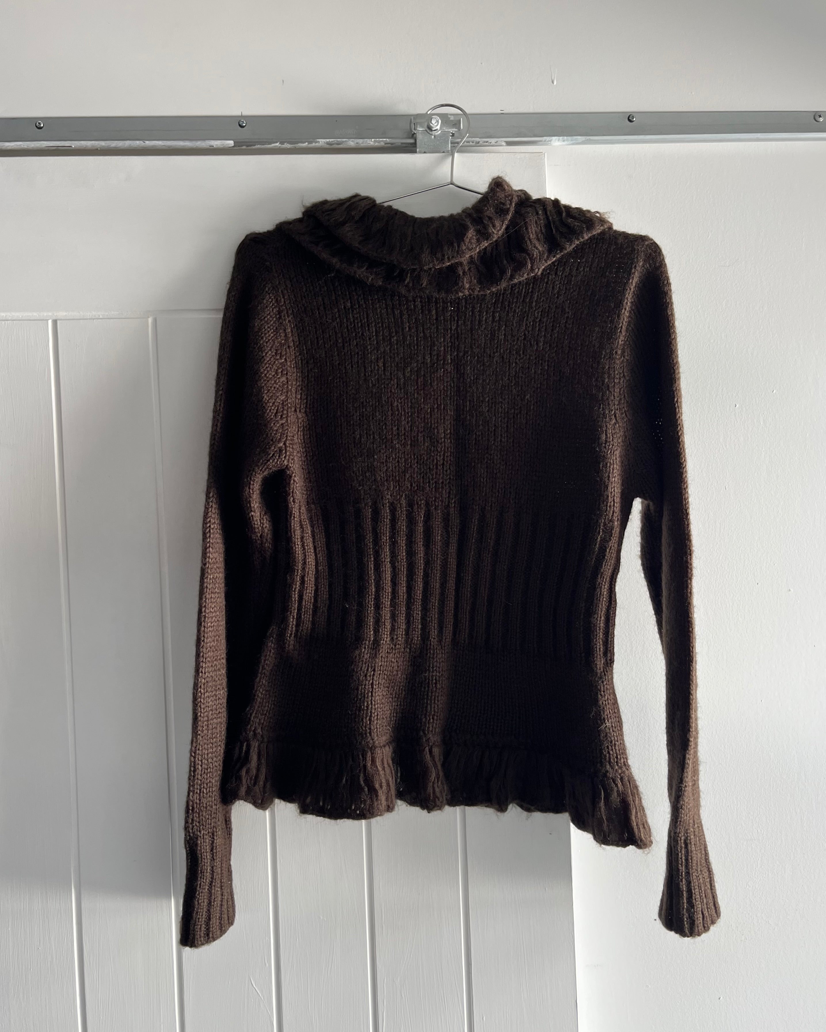 2000s brown button up cardigan.