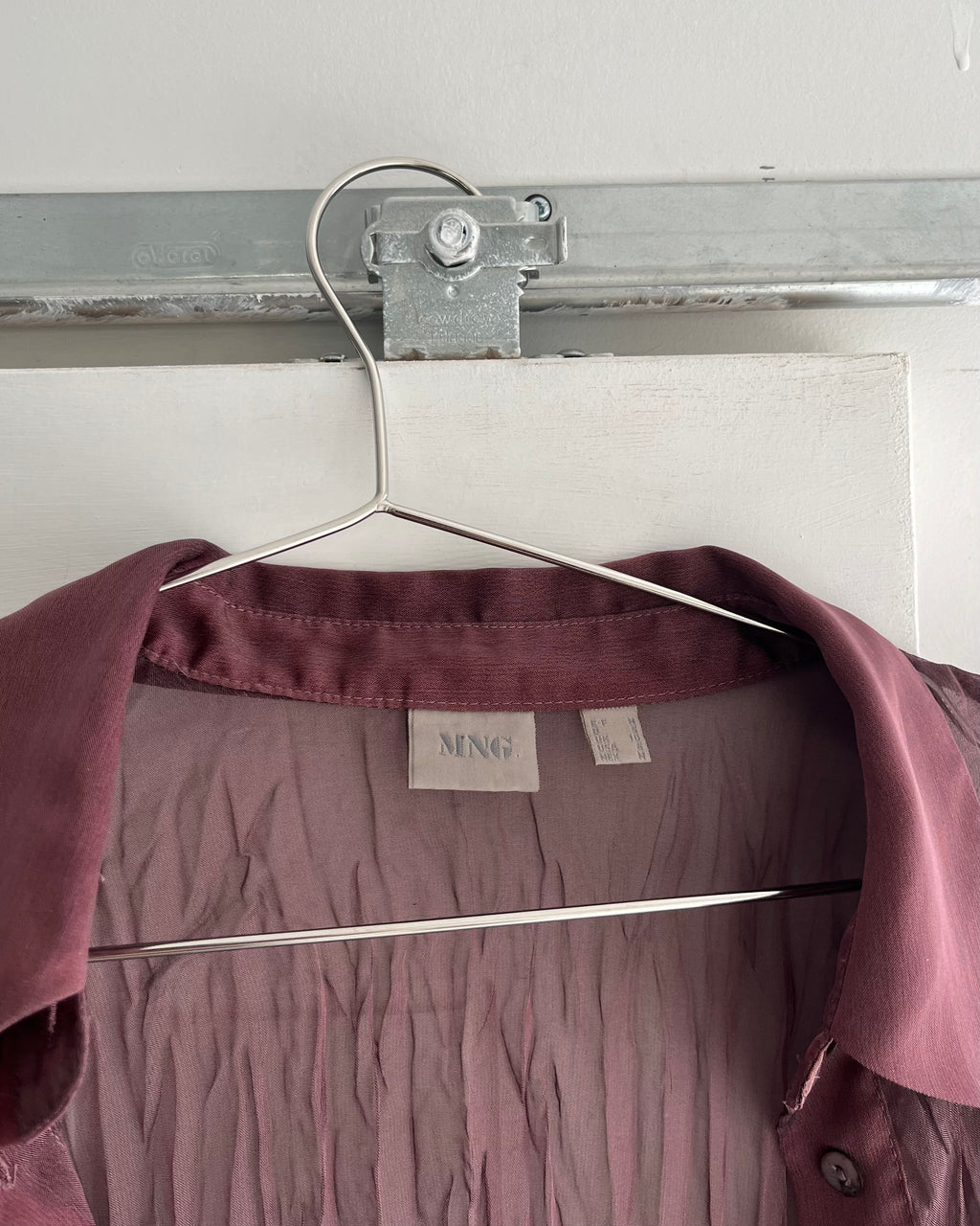 90s mauve micro pleated blouse