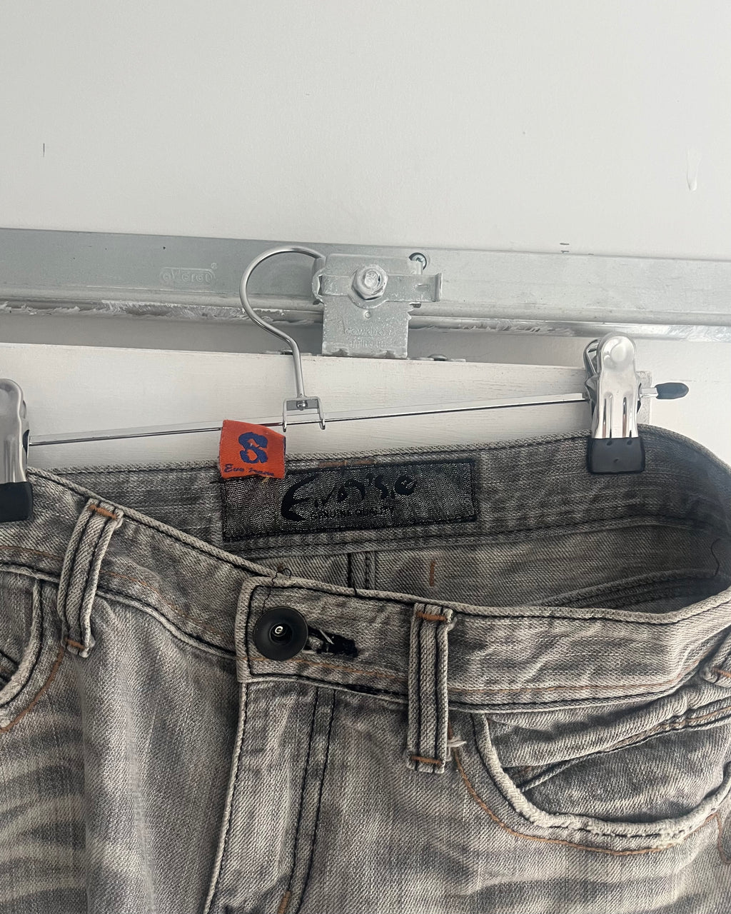 2000s grey denim mini skirt