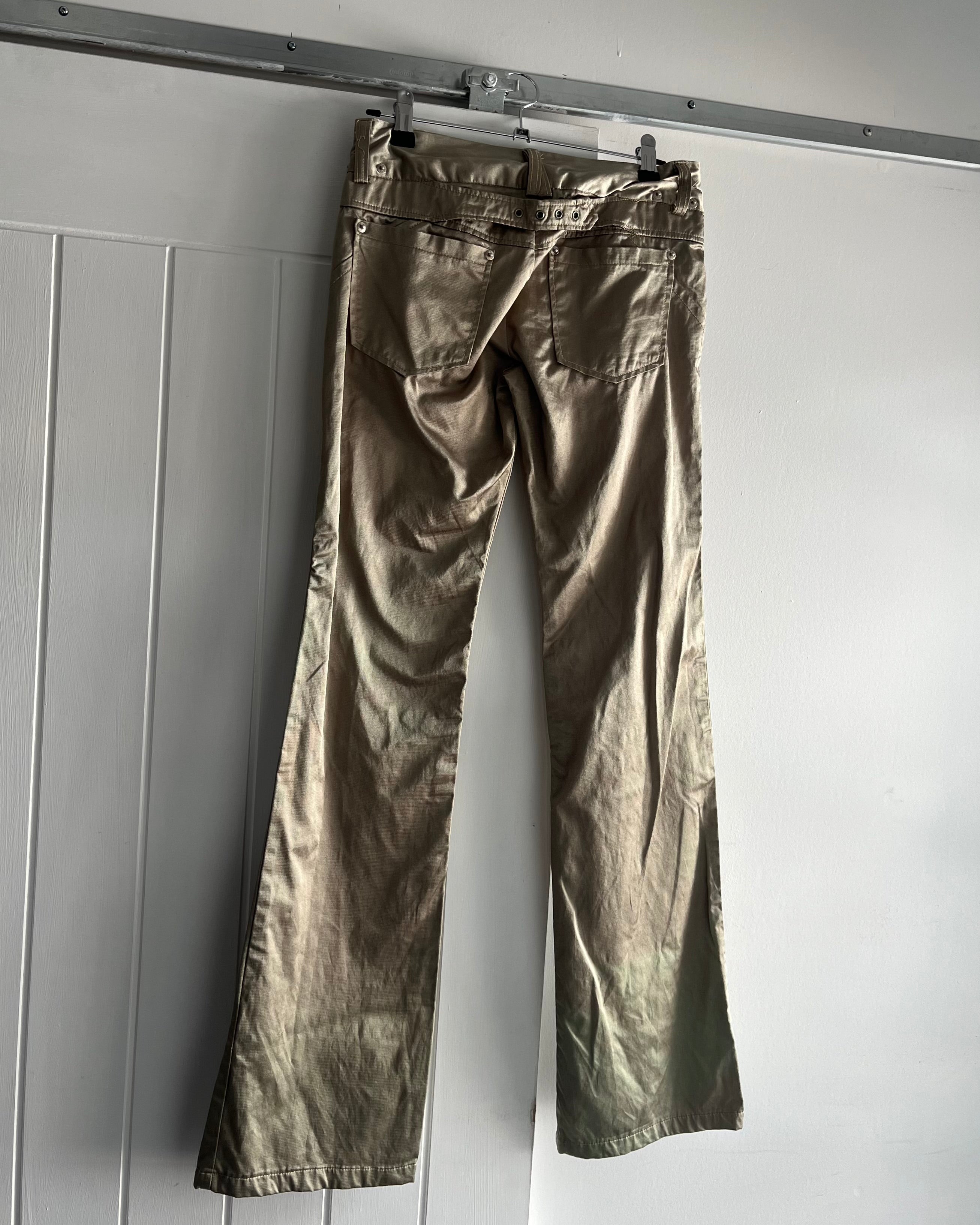 2000s sage green flared trousers