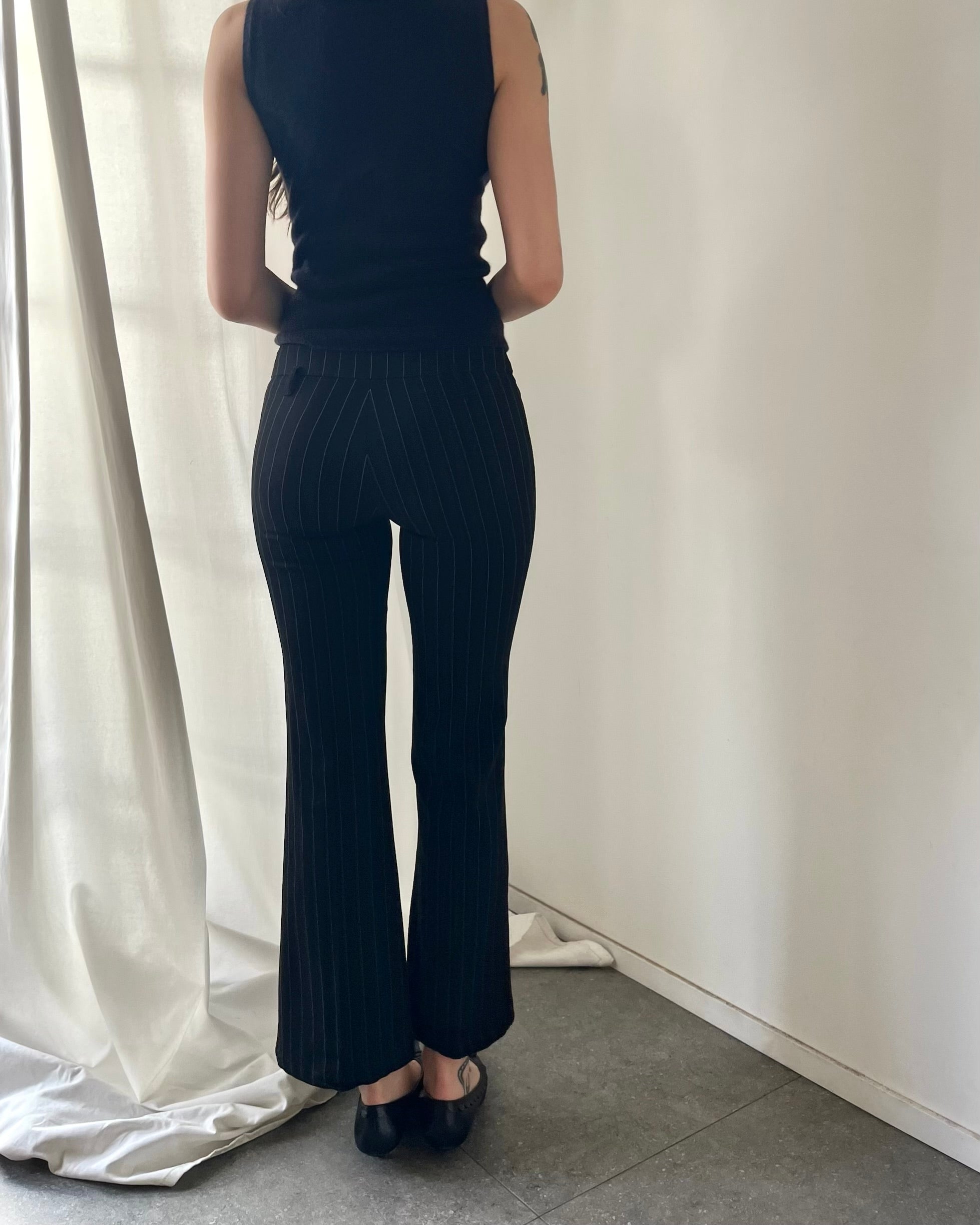 2000s black flared suit trousers