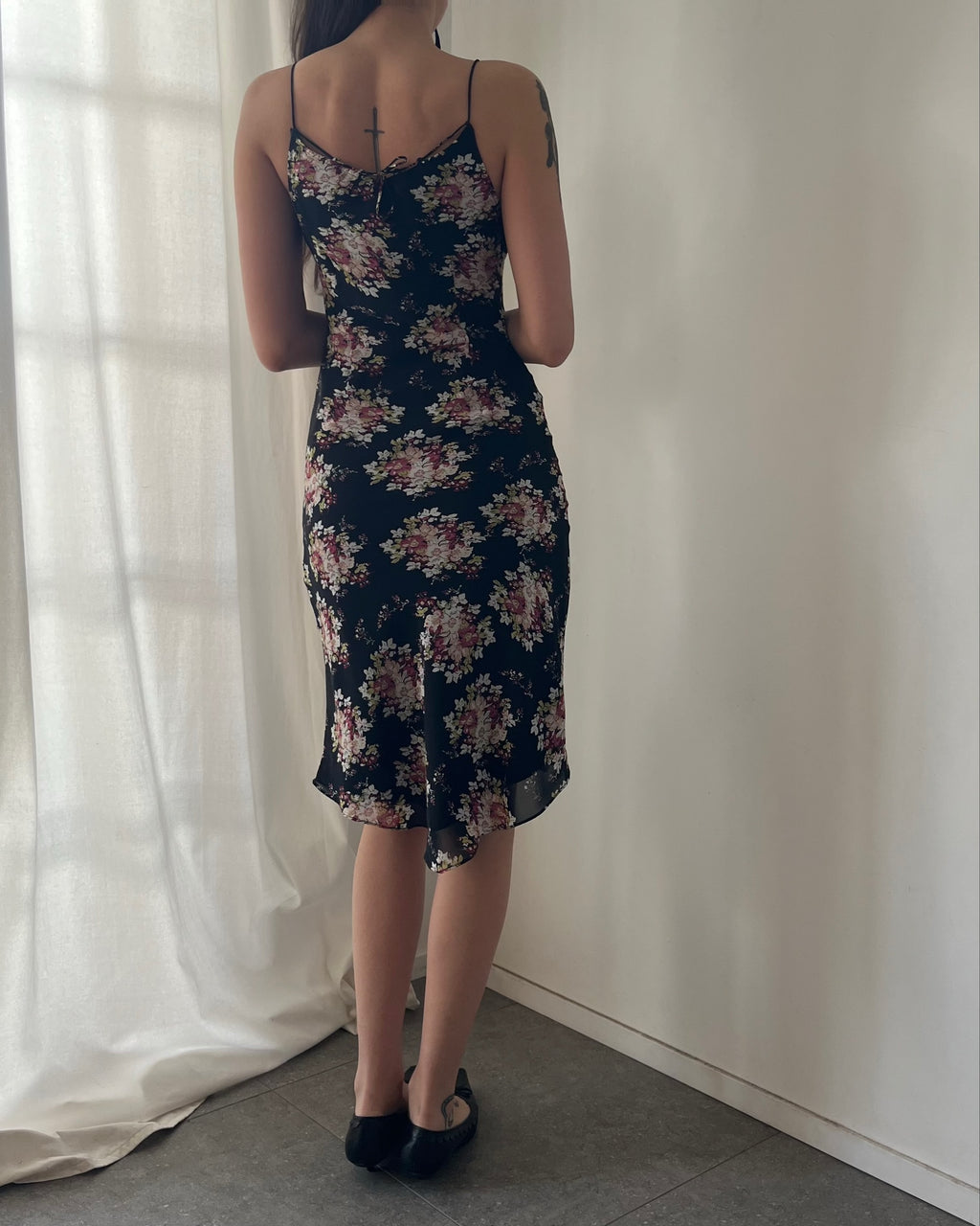 2000s floral slip midi dress