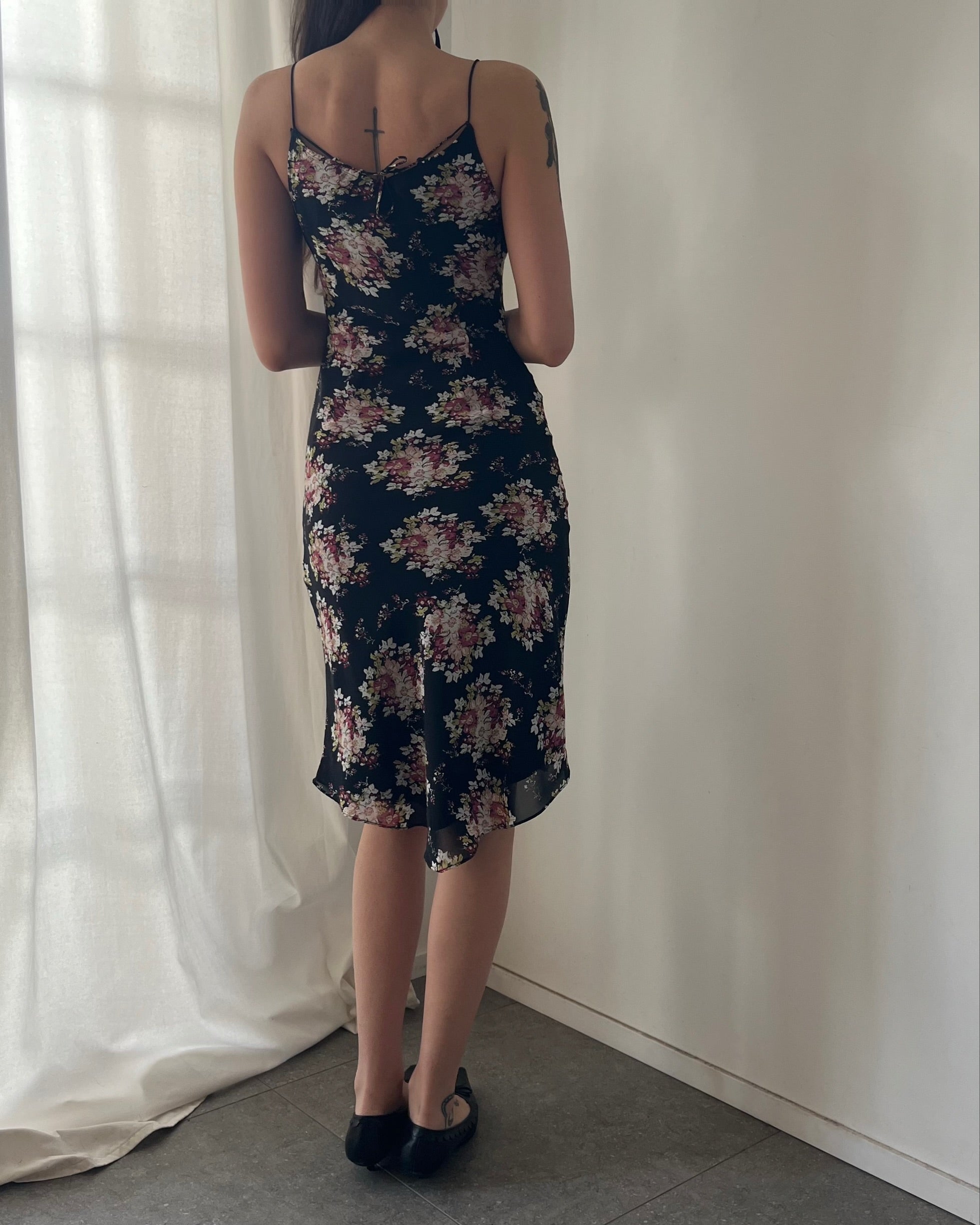 2000s floral slip midi dress