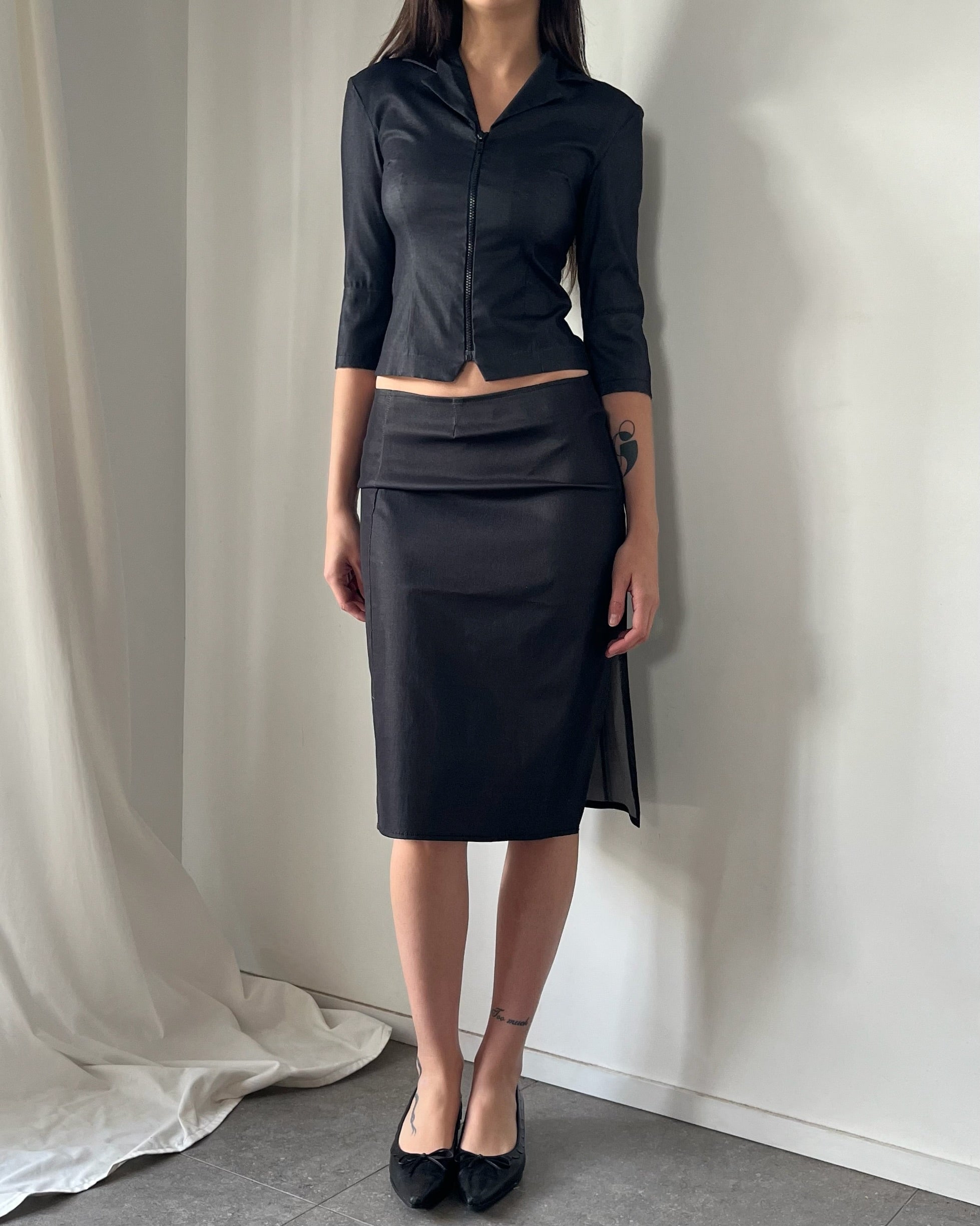 90s metallic top and skirt set