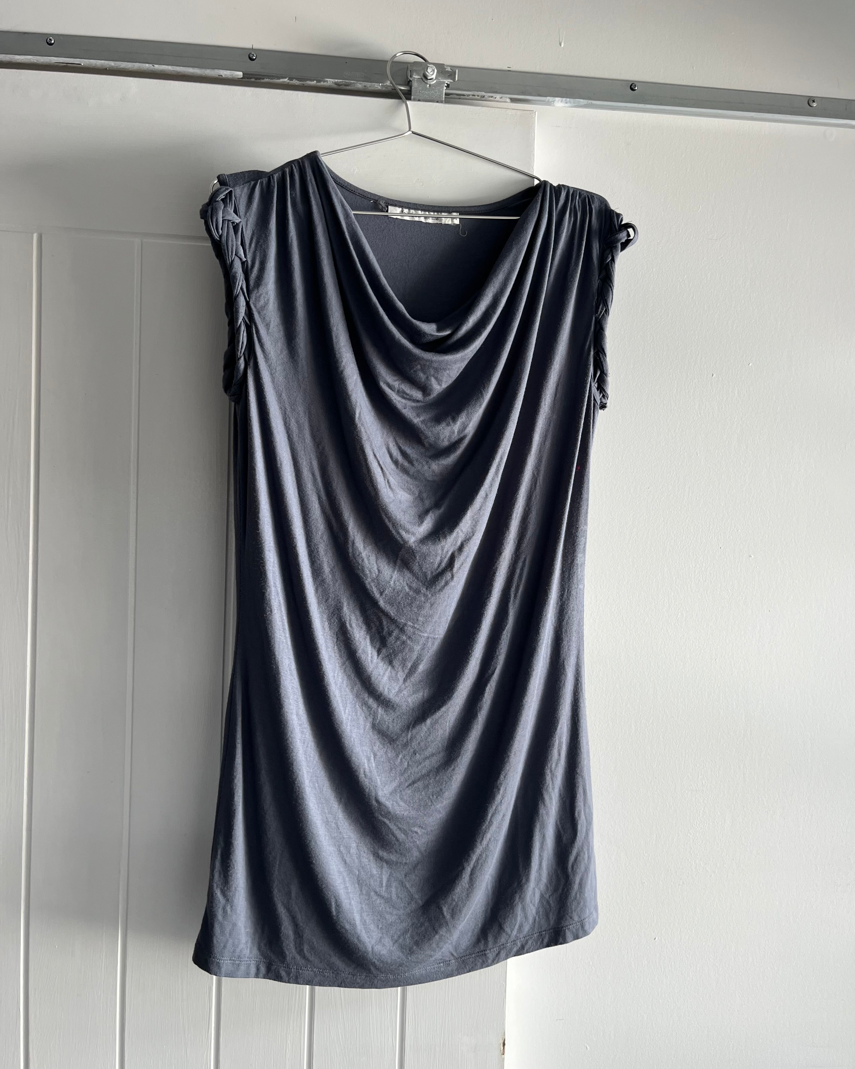 2000s blue grey off shoulder  top