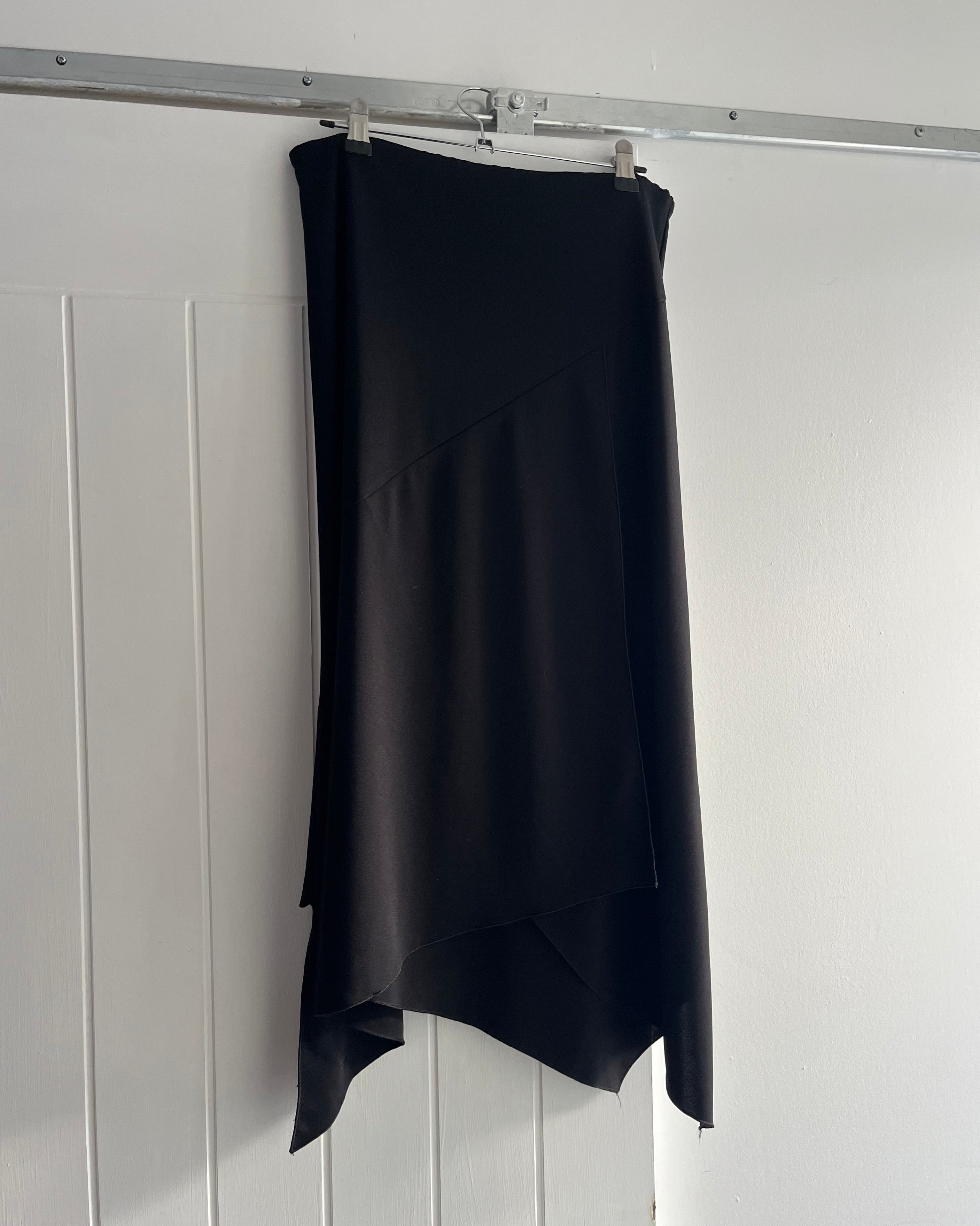 2000s black asymmetrical midi skirt