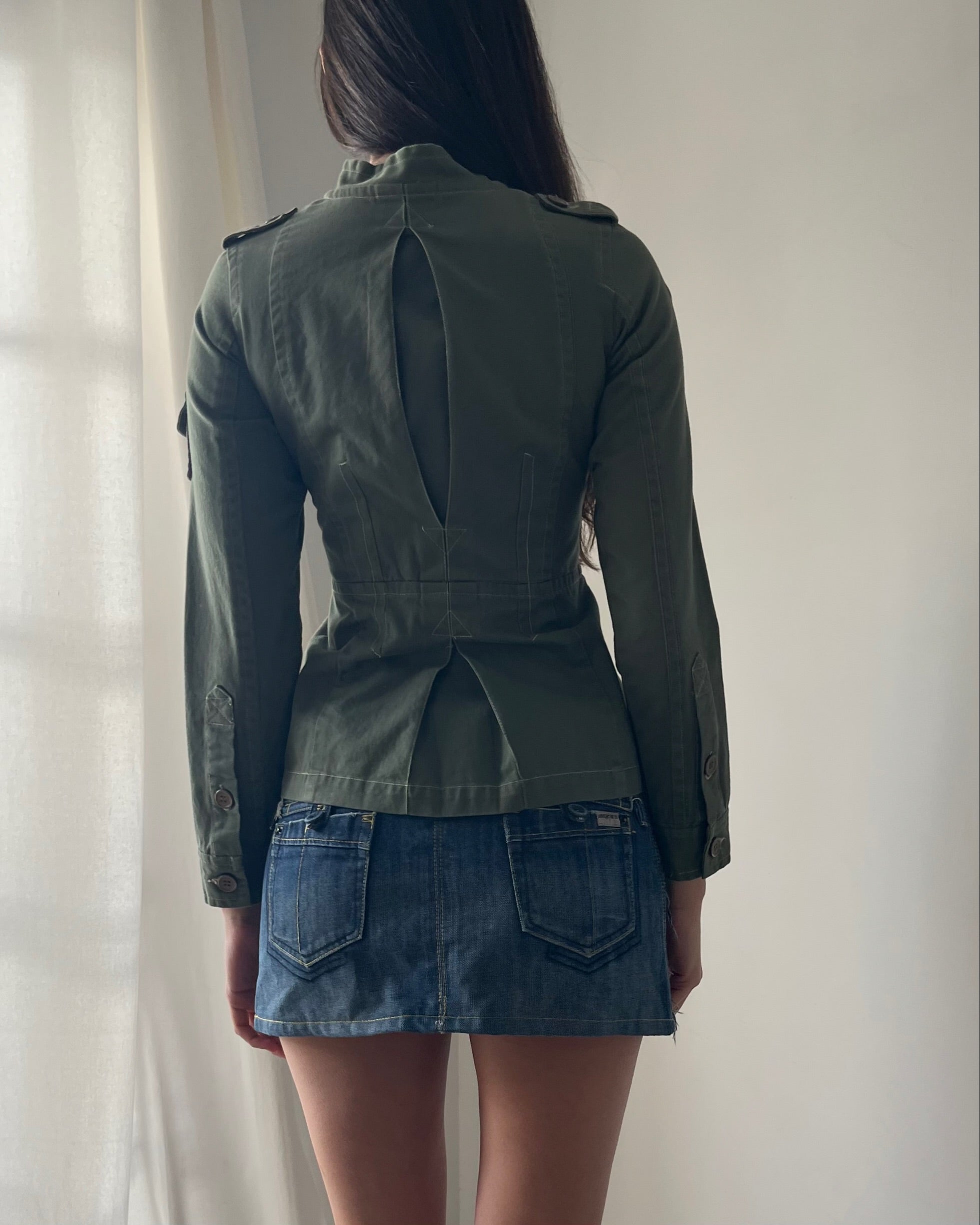 2000s khaki cargo jacket