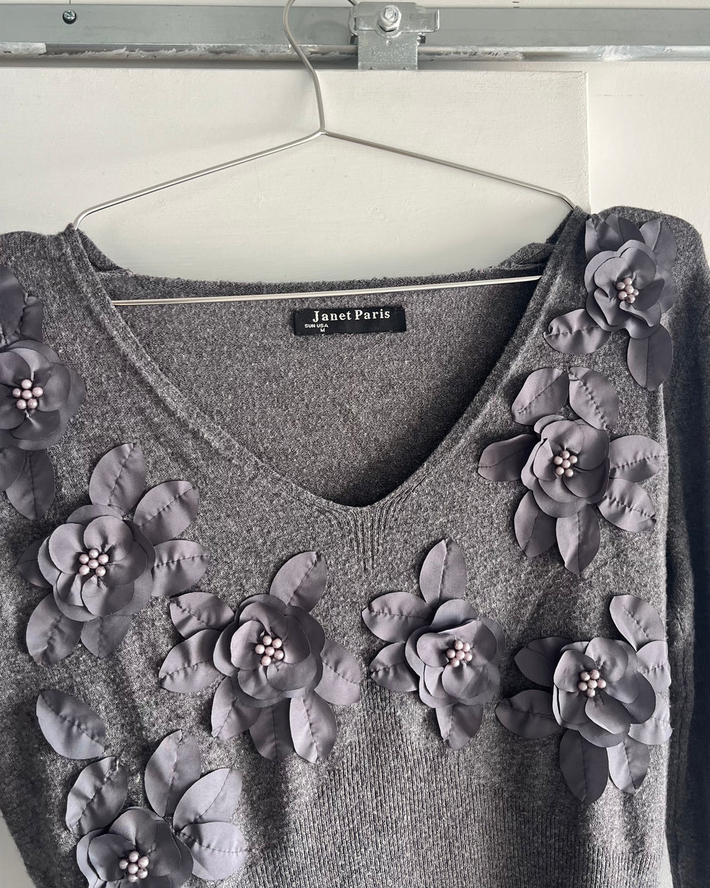 90s grey knit sweater top