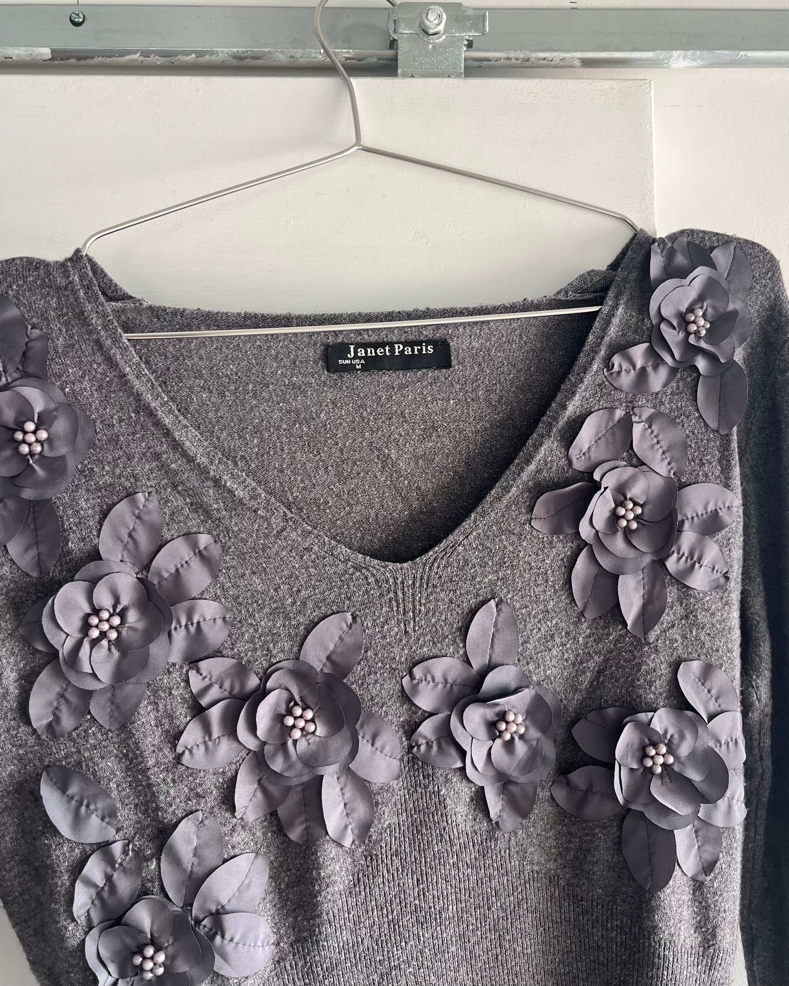 90s grey knit sweater top