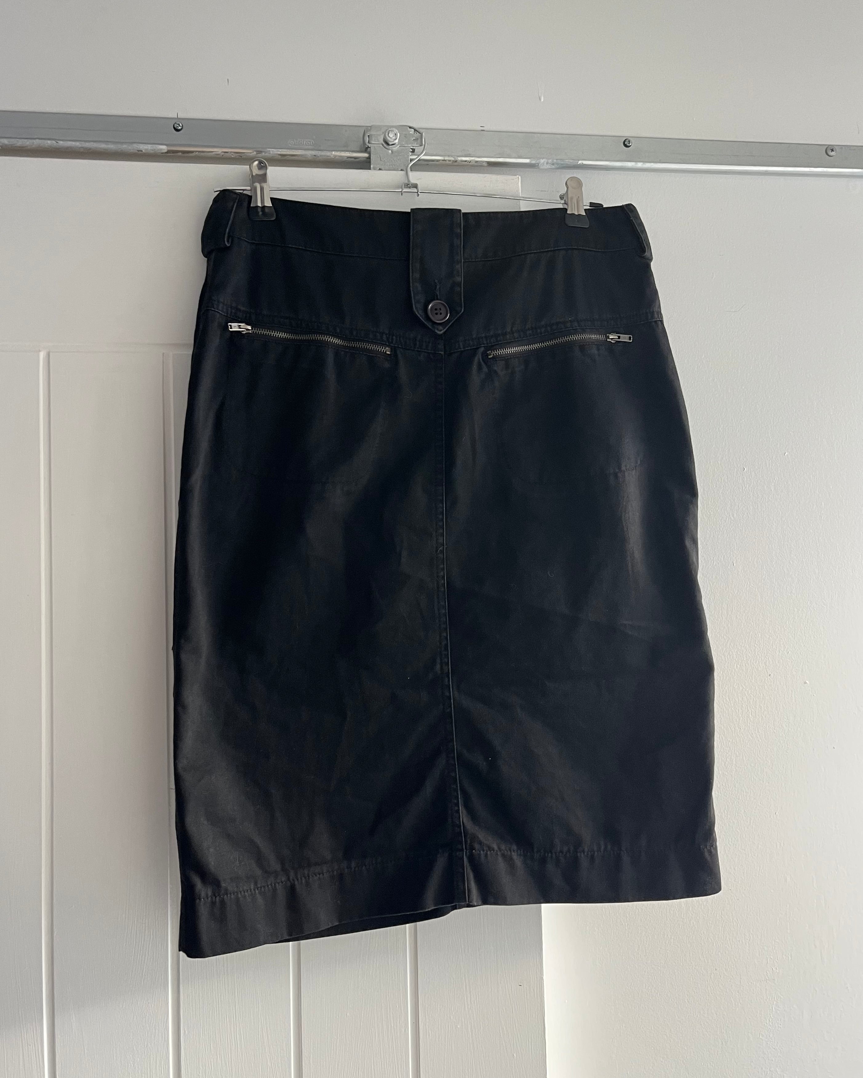 2000s black cargo midi skirt