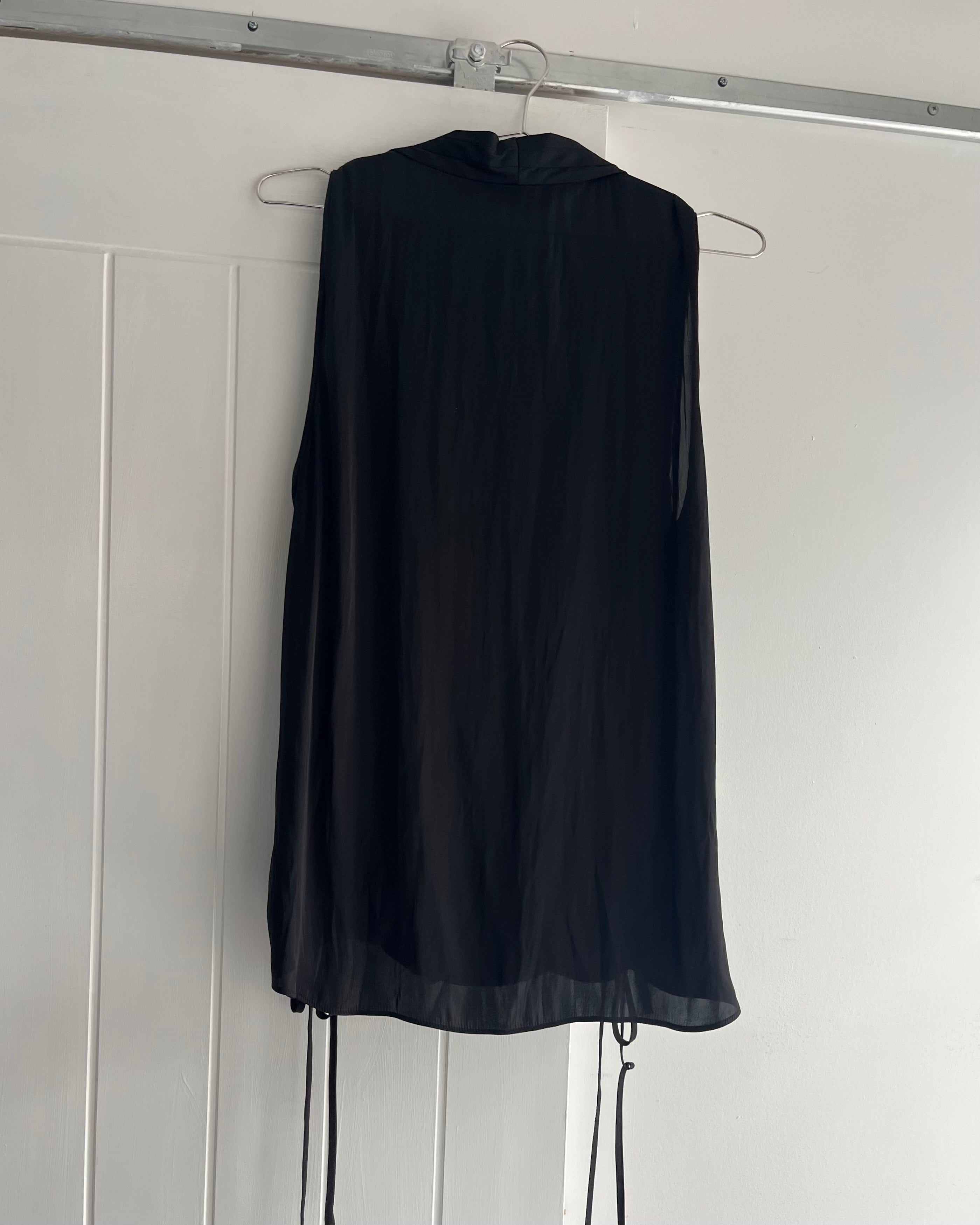 2000s black plunge wrap tank top