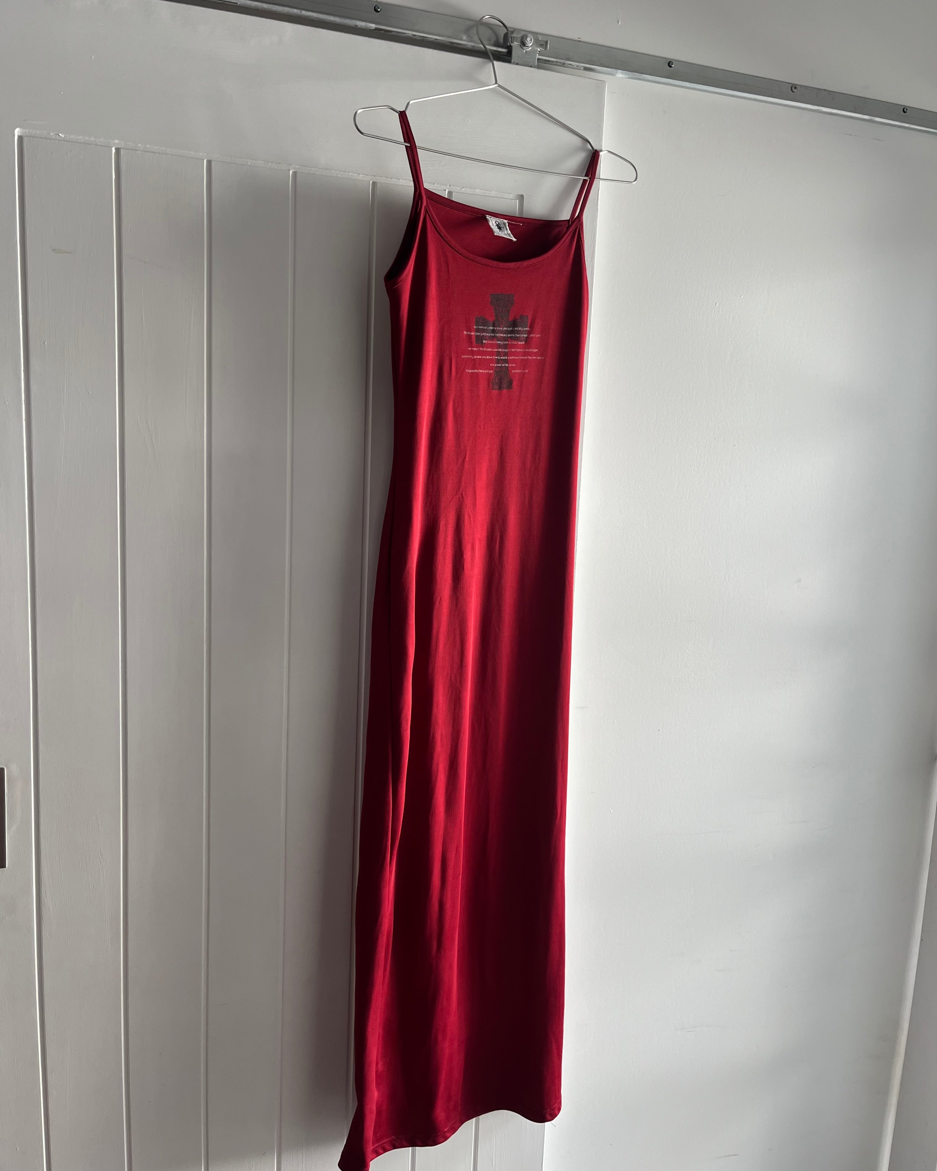 90s Red Cross print maxi dress