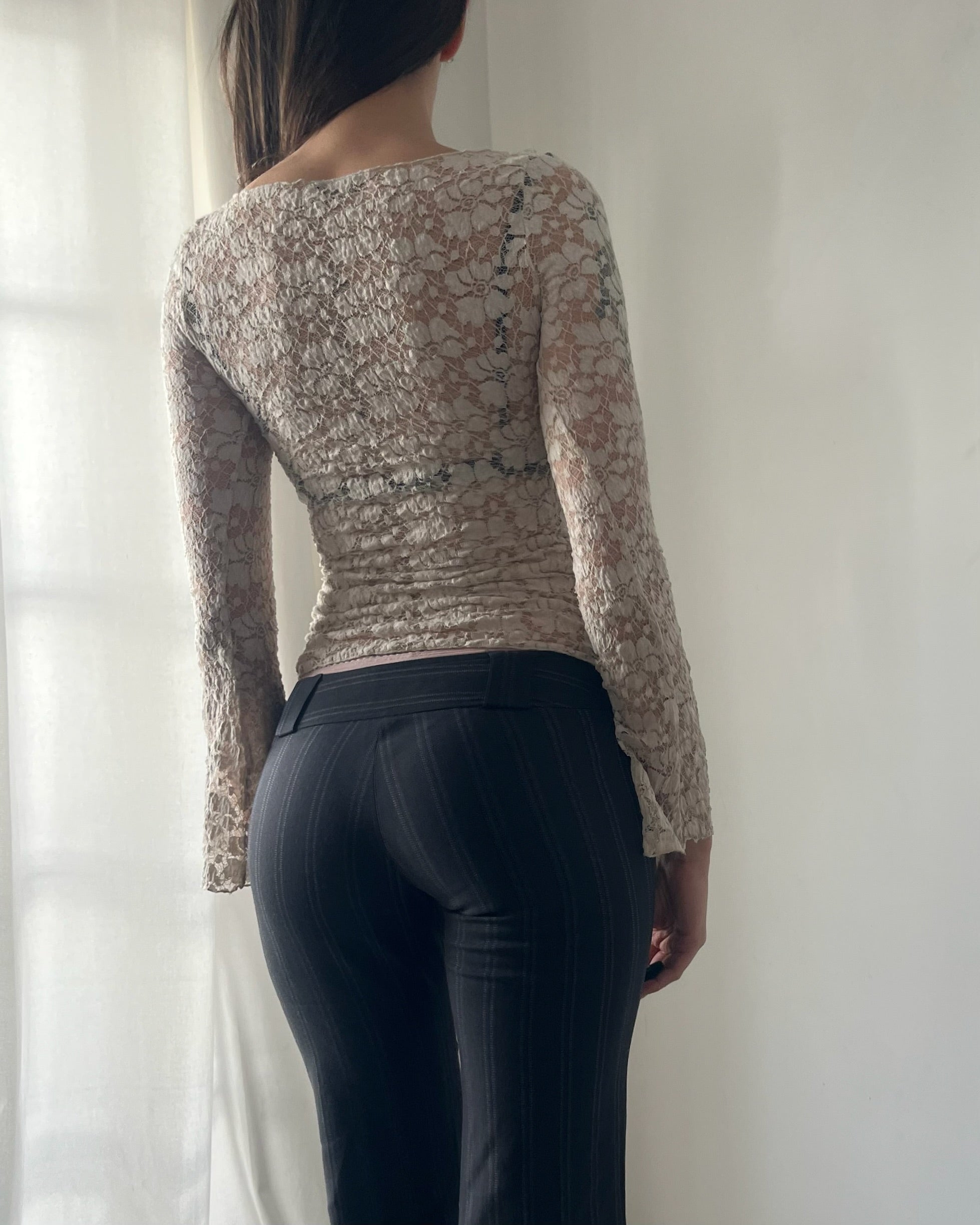 90s lace off shoulder top