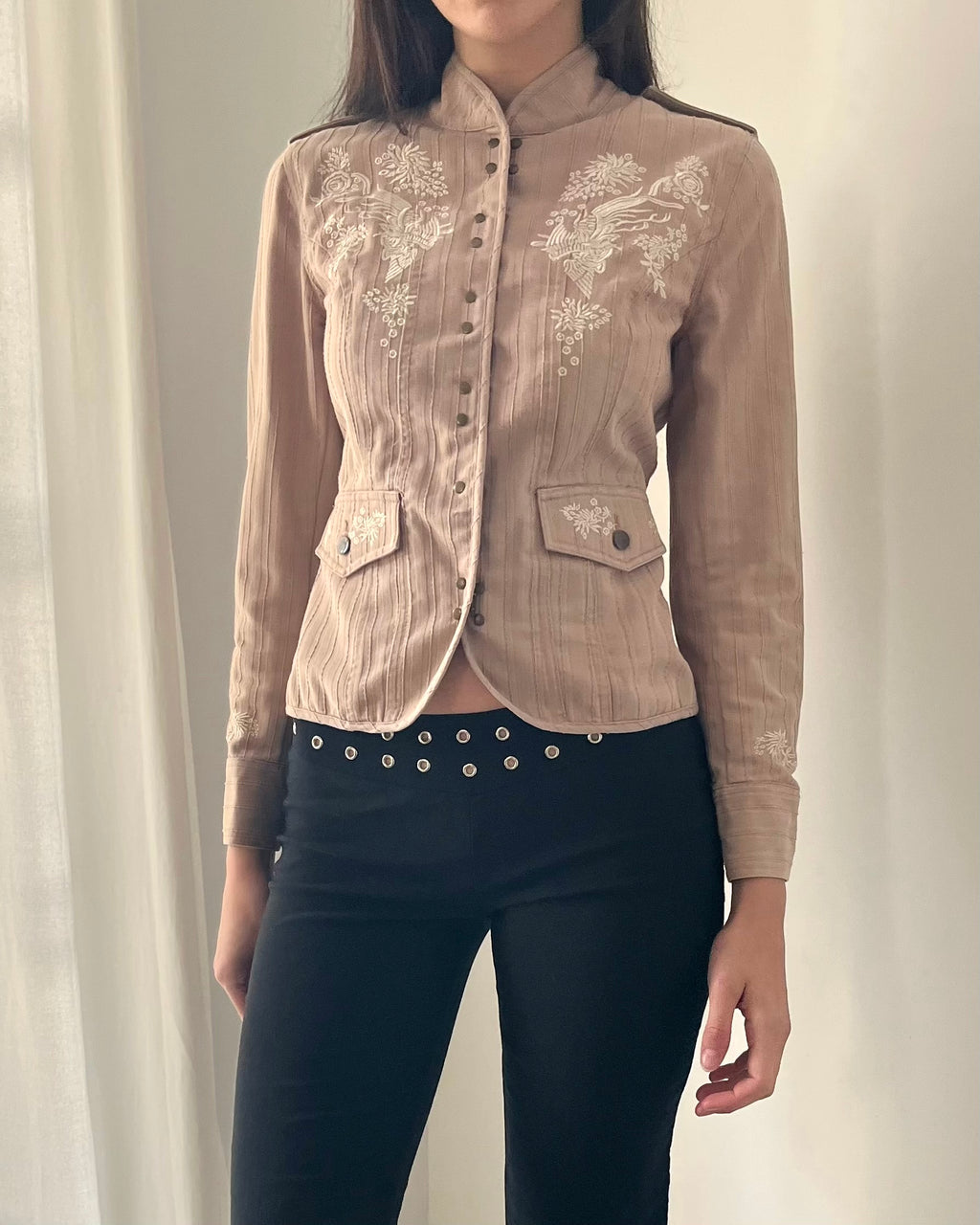 2000s pink embroidered jacket