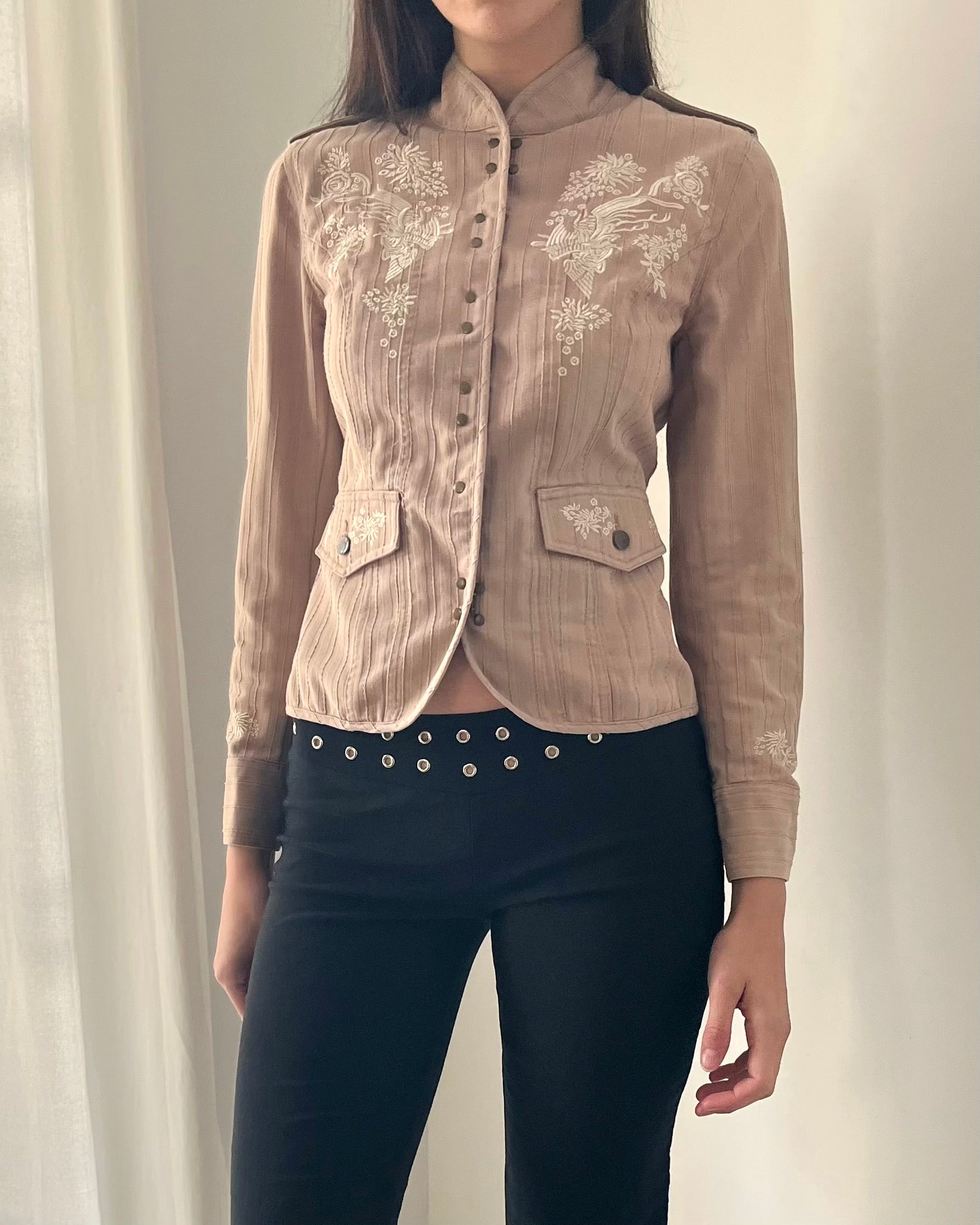2000s pink embroidered jacket