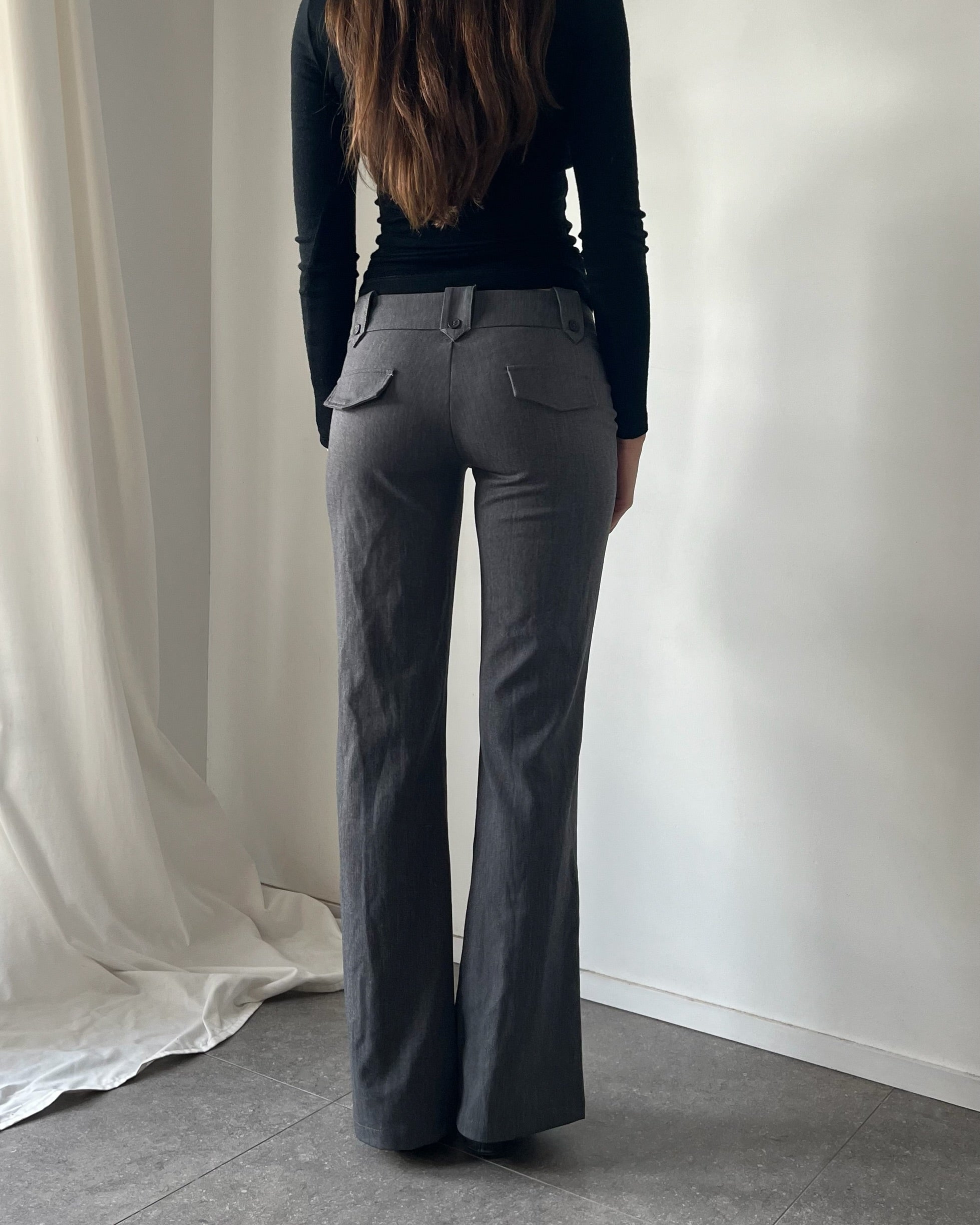 2000s grey flared suit trousers