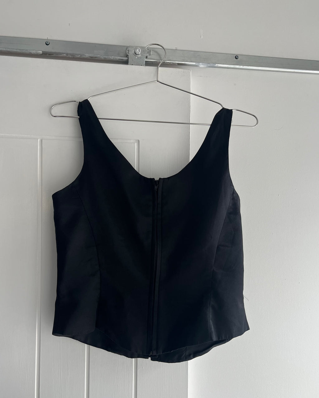 90s black lace up corset top